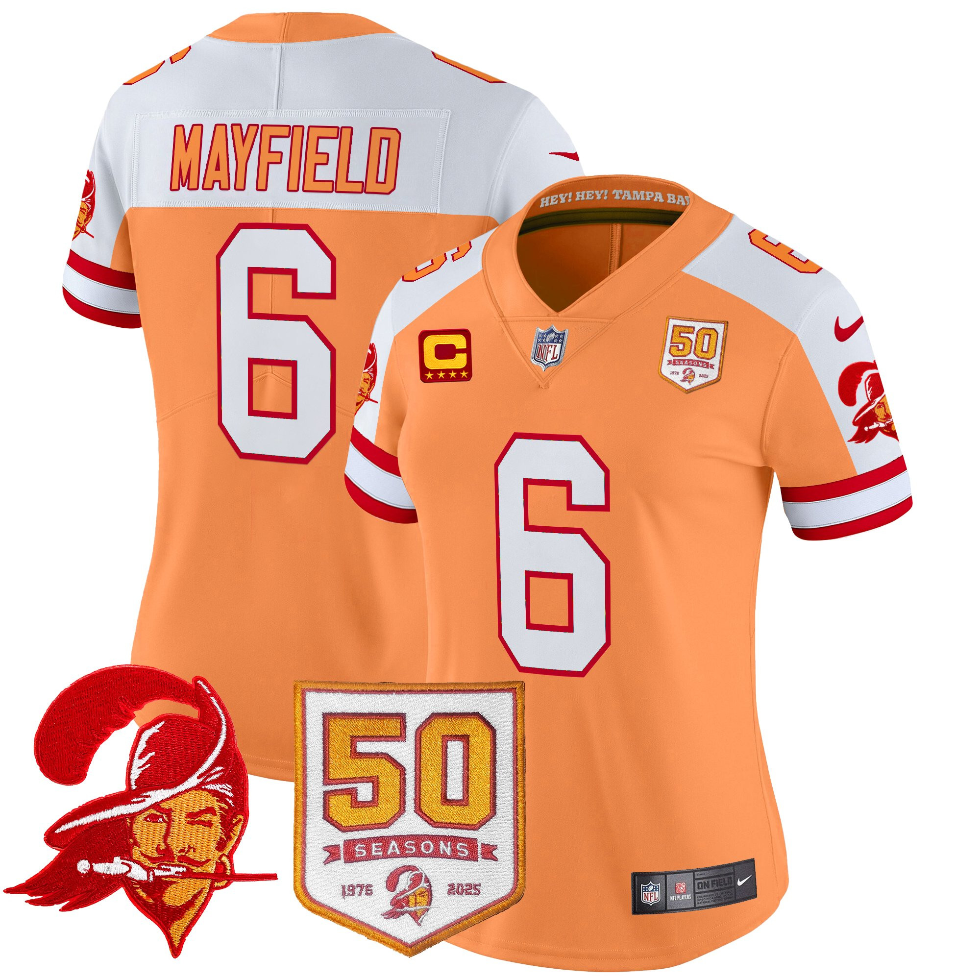 Women's Tampa Bay Buccaneers Throwback 50th Season Patch Vapor Limited Jersey - All Stitched