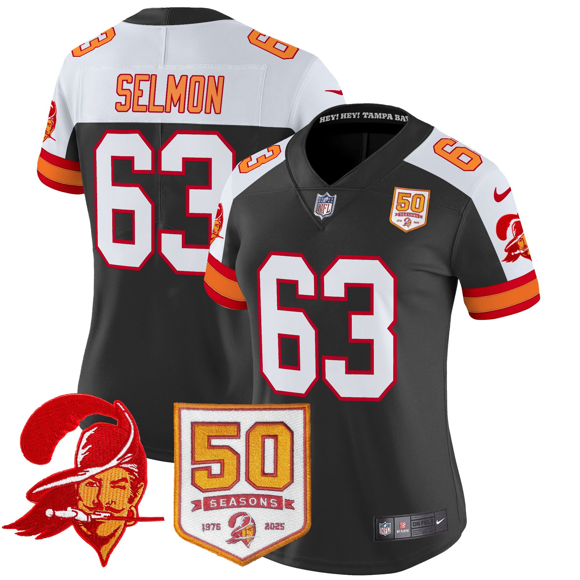 Women's Tampa Bay Buccaneers Throwback 50th Season Patch Vapor Limited Jersey - All Stitched