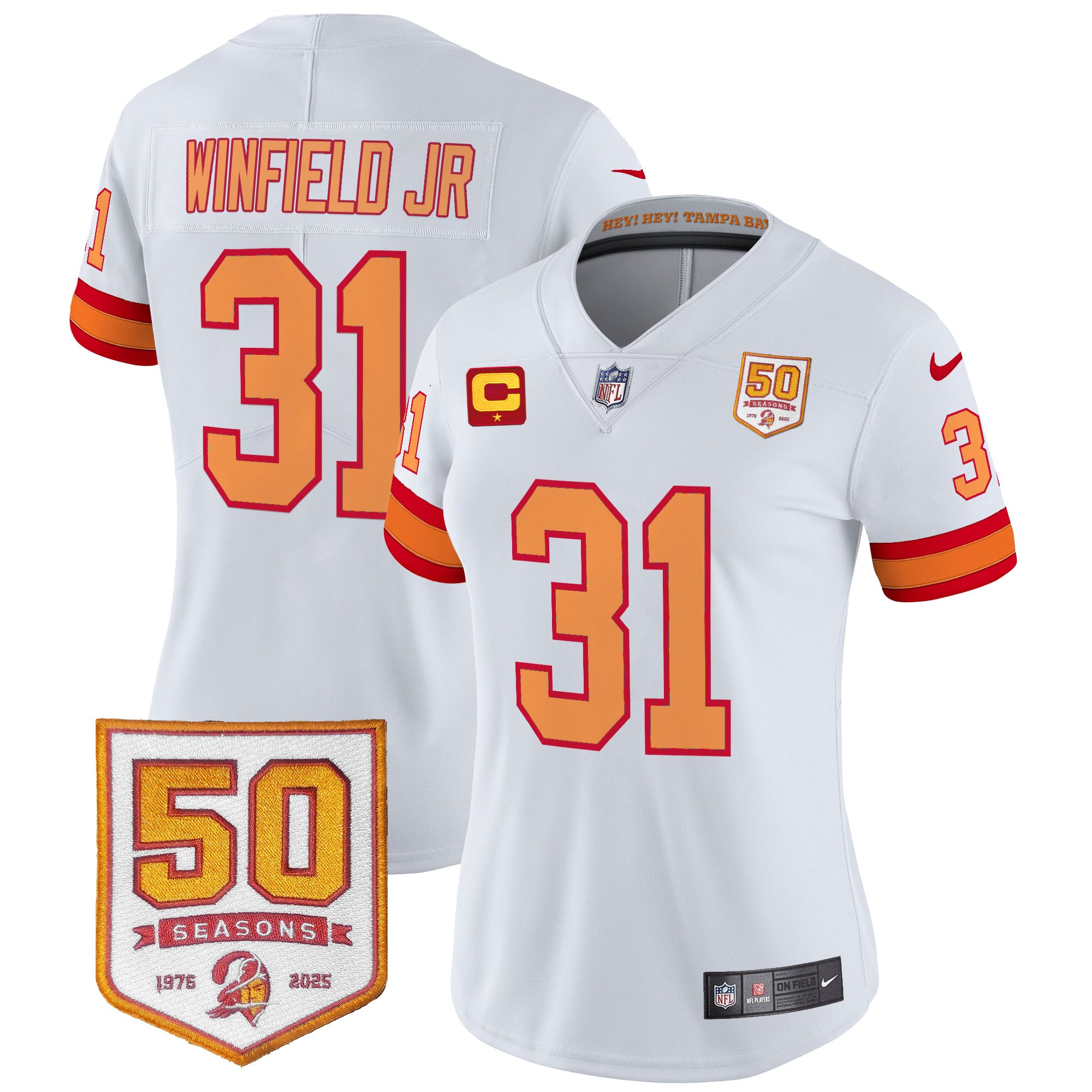 Women's Tampa Bay Buccaneers Throwback 50th Season Patch Vapor Limited Jersey - All Stitched