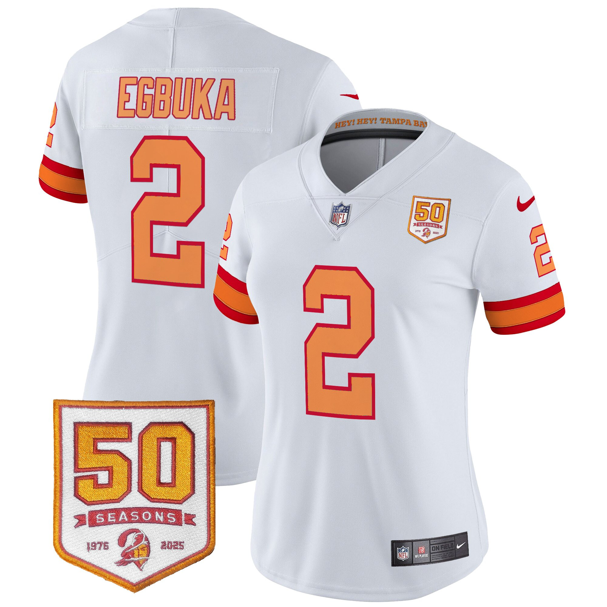 Women's Tampa Bay Buccaneers Throwback 50th Season Patch Vapor Limited Jersey - All Stitched