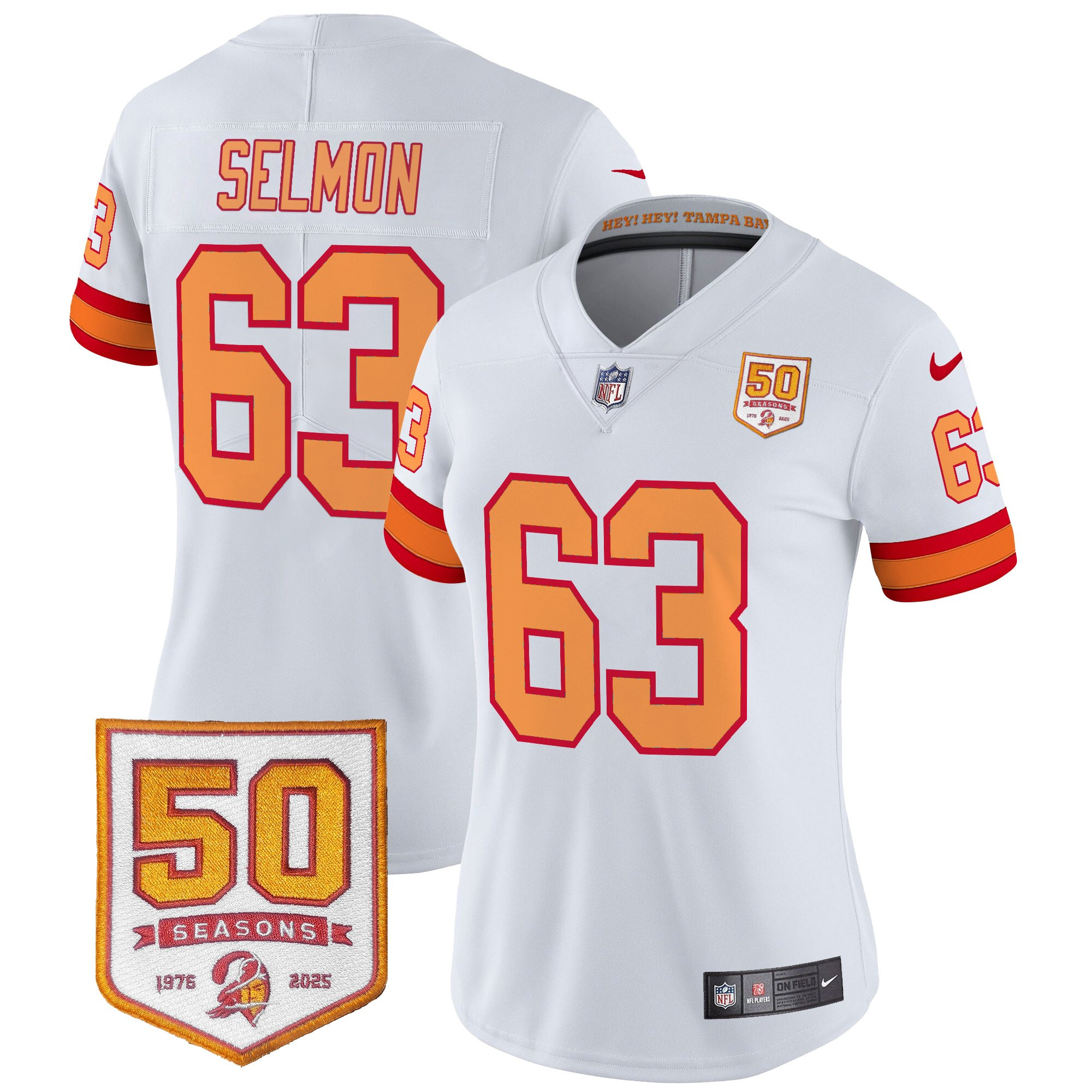 Women's Tampa Bay Buccaneers Throwback 50th Season Patch Vapor Limited Jersey - All Stitched