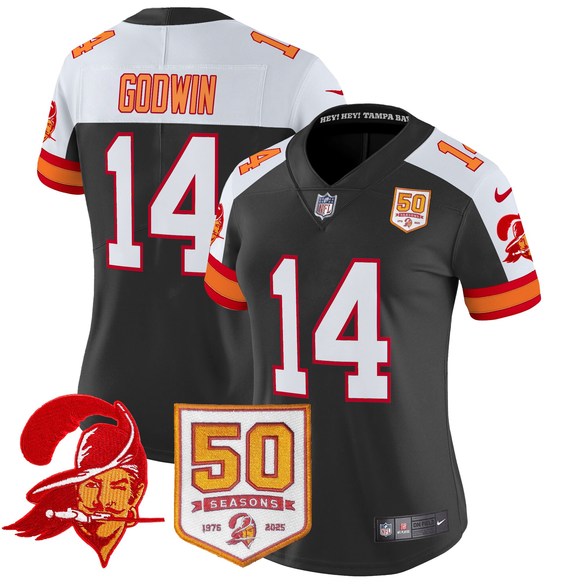Women's Tampa Bay Buccaneers Throwback 50th Season Patch Vapor Limited Jersey - All Stitched