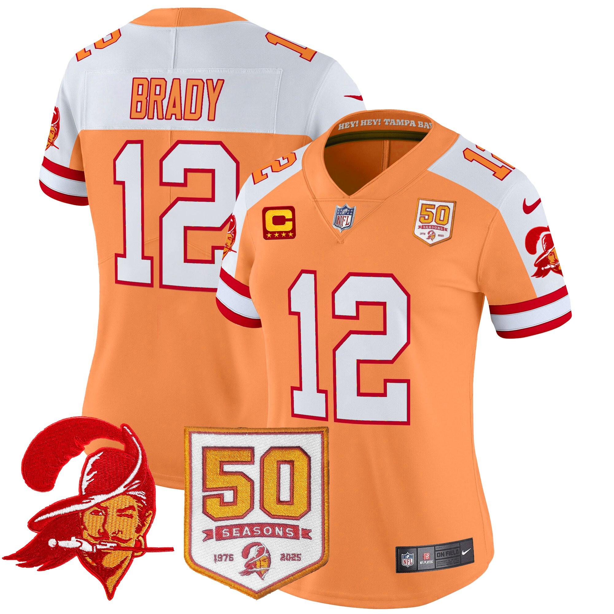 Women's Tampa Bay Buccaneers Throwback 50th Season Patch Vapor Limited Jersey - All Stitched