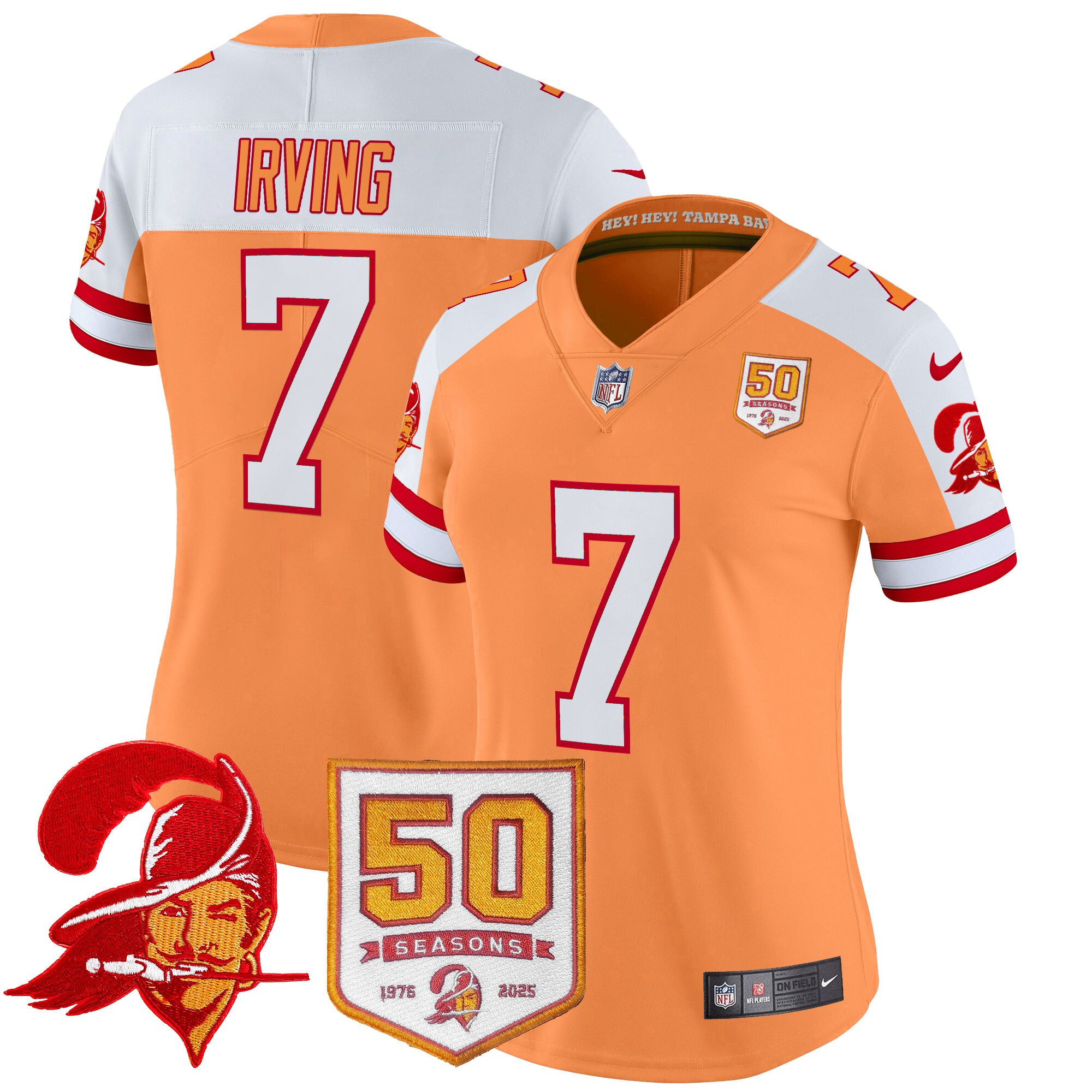 Women's Tampa Bay Buccaneers Throwback 50th Season Patch Vapor Limited Jersey - All Stitched