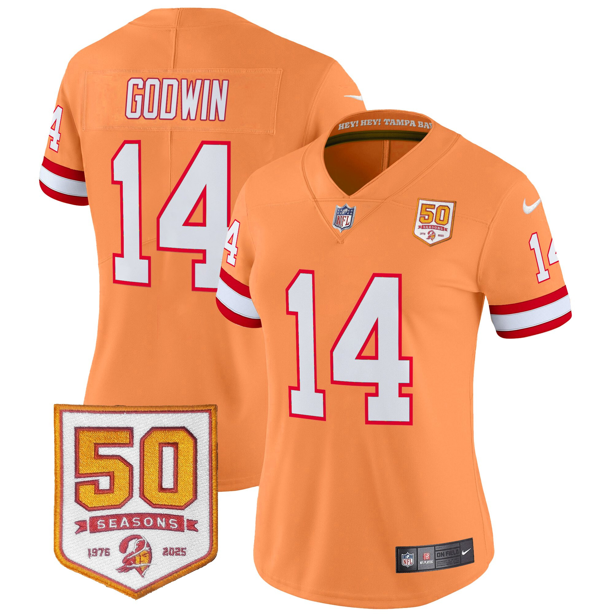 Women's Tampa Bay Buccaneers Throwback 50th Season Patch Vapor Limited Jersey - All Stitched