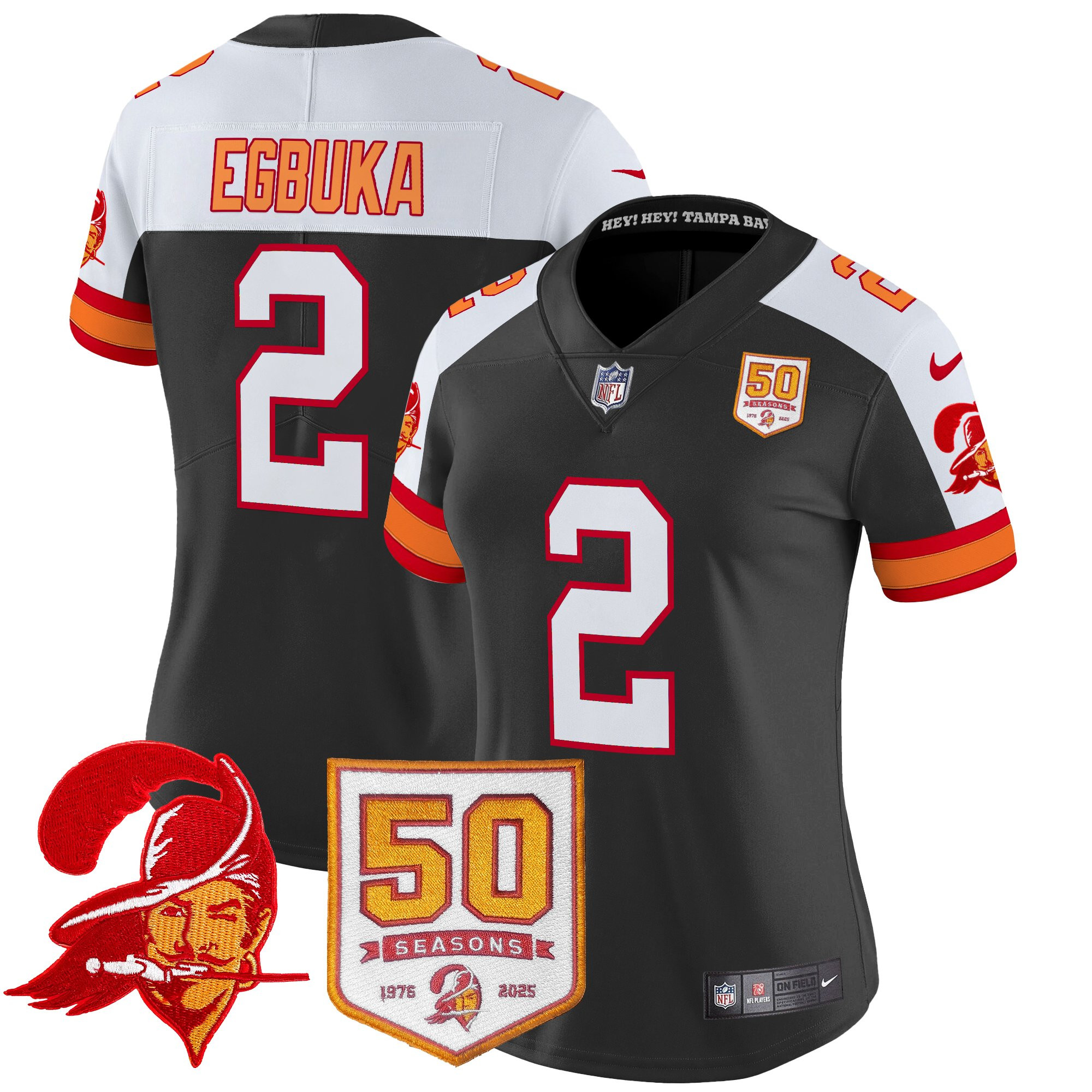 Women's Tampa Bay Buccaneers Throwback 50th Season Patch Vapor Limited Jersey - All Stitched