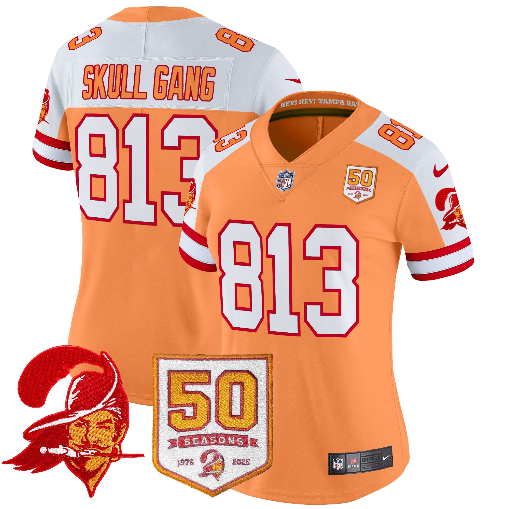 Women's Tampa Bay Buccaneers Throwback 50th Season Patch Vapor Limited Jersey - All Stitched