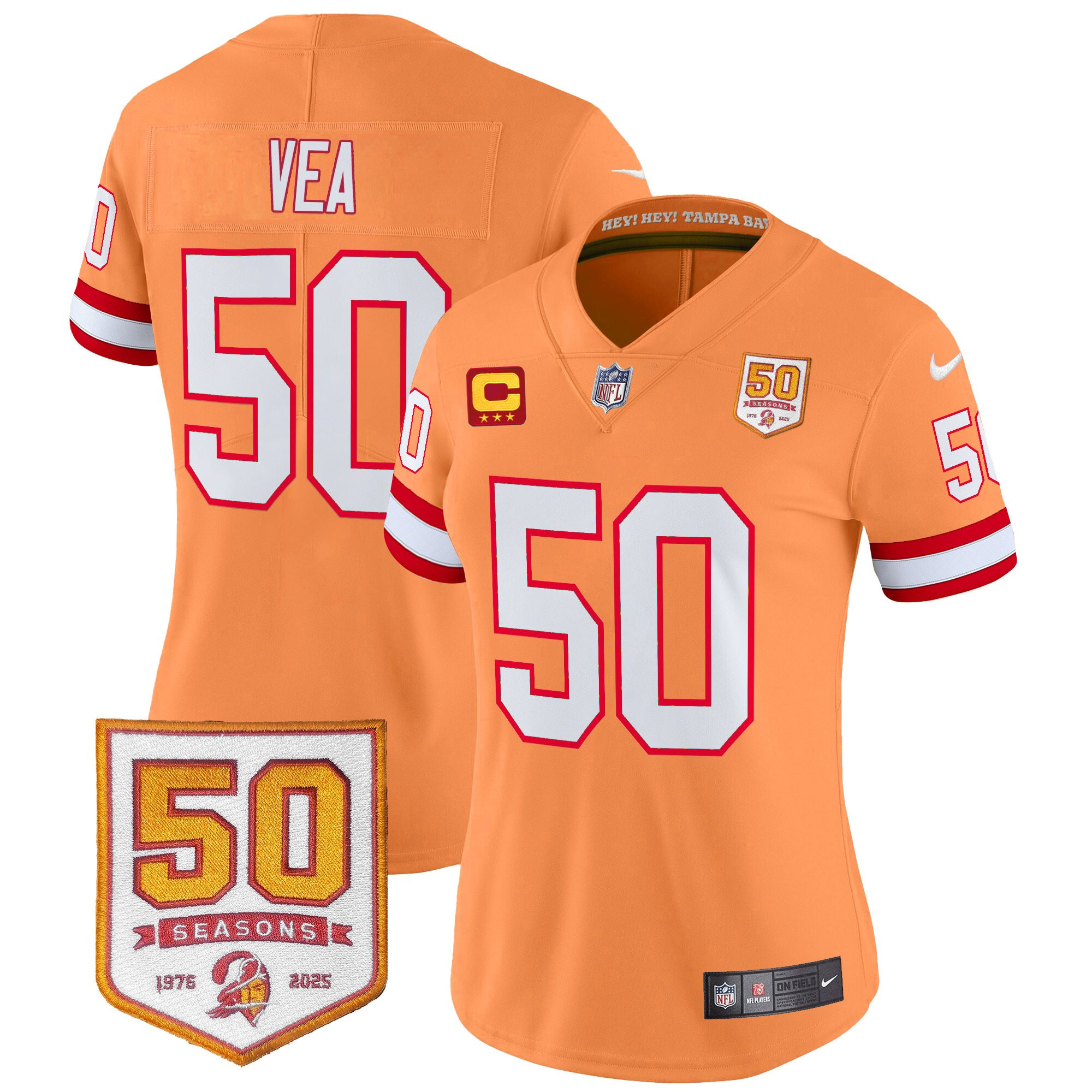 Women's Tampa Bay Buccaneers Throwback 50th Season Patch Vapor Limited Jersey - All Stitched