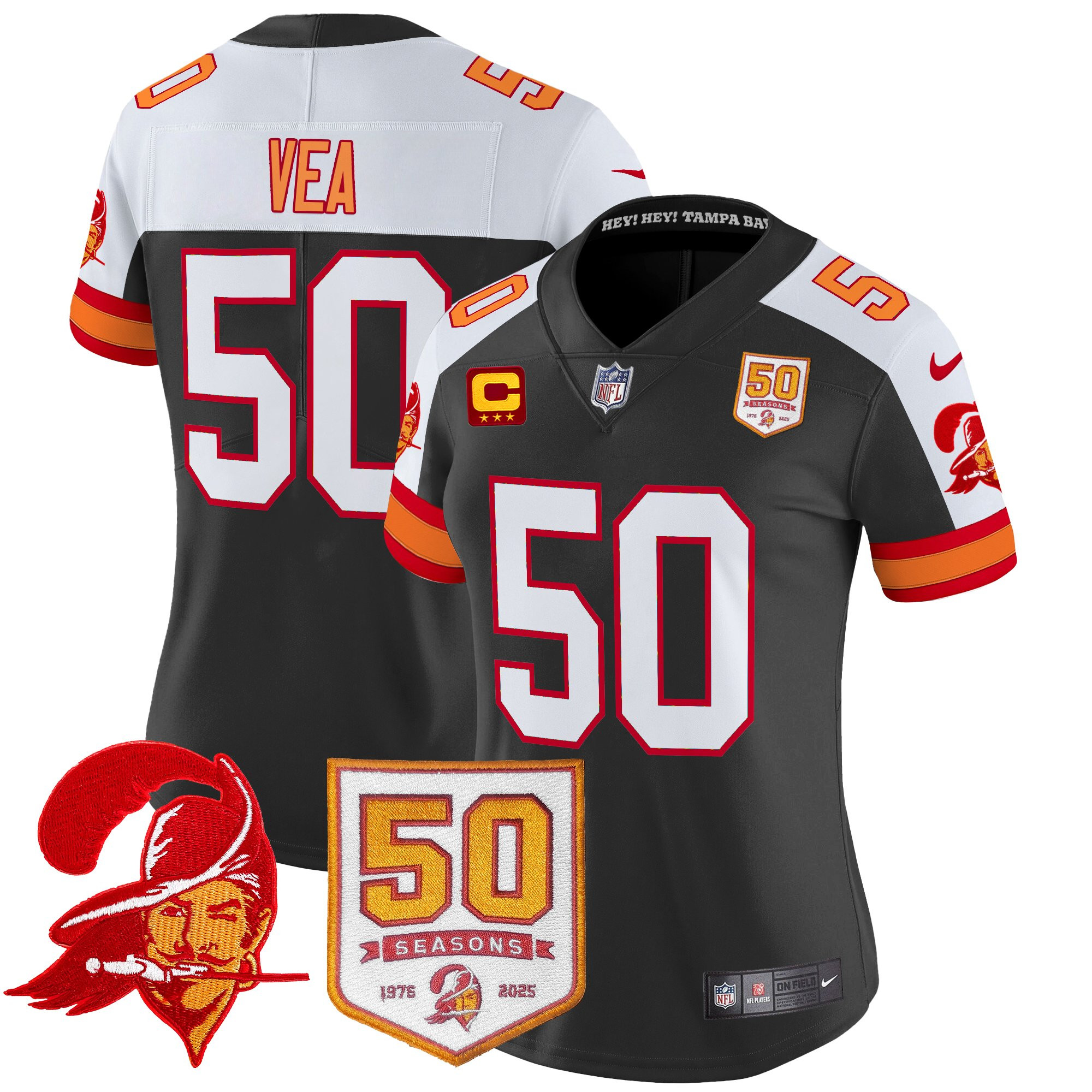 Women's Tampa Bay Buccaneers Throwback 50th Season Patch Vapor Limited Jersey - All Stitched