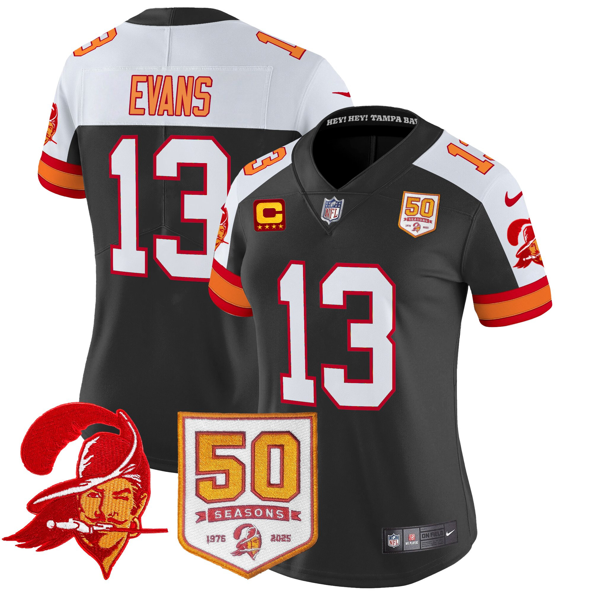 Women's Tampa Bay Buccaneers Throwback 50th Season Patch Vapor Limited Jersey - All Stitched