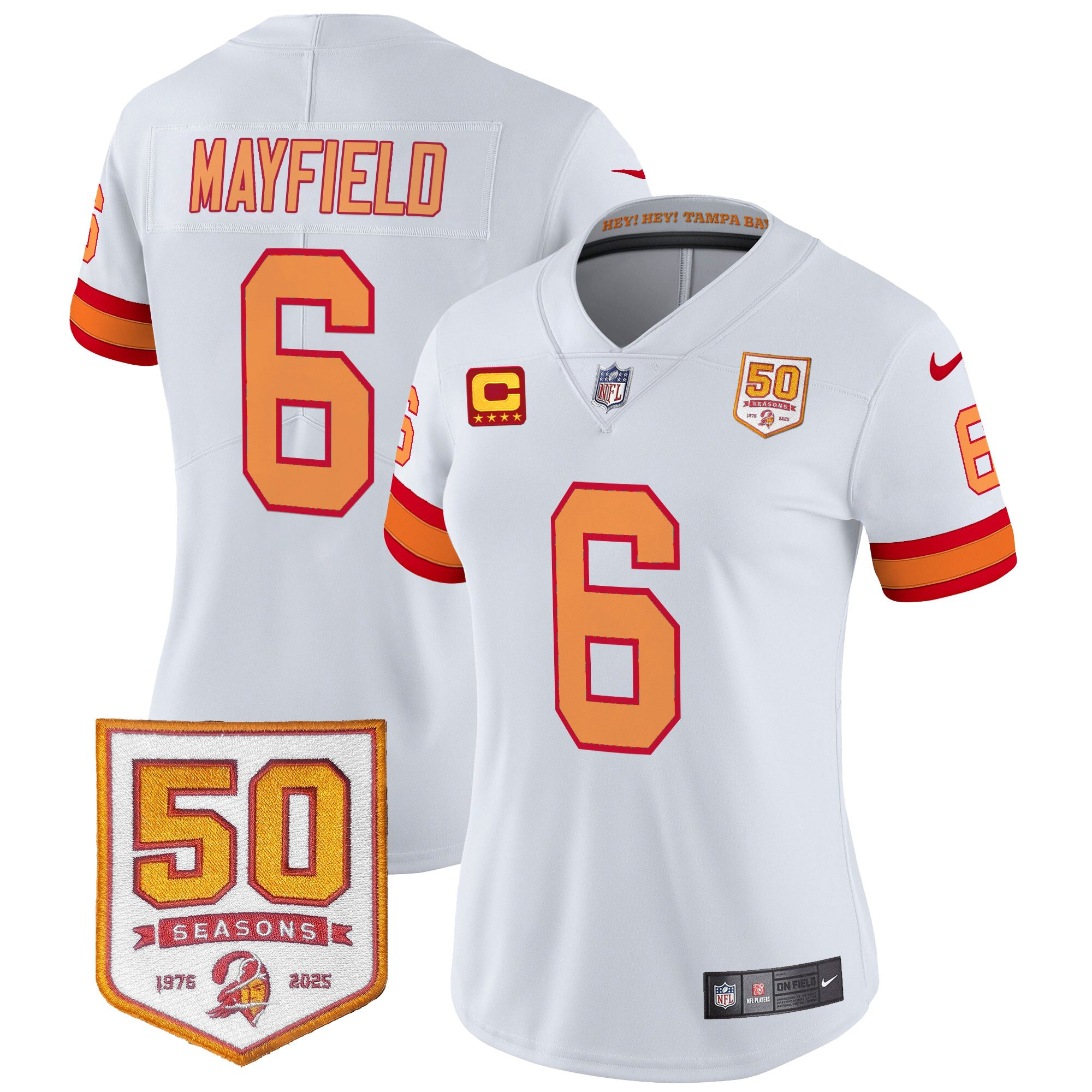 Women's Tampa Bay Buccaneers Throwback 50th Season Patch Vapor Limited Jersey - All Stitched