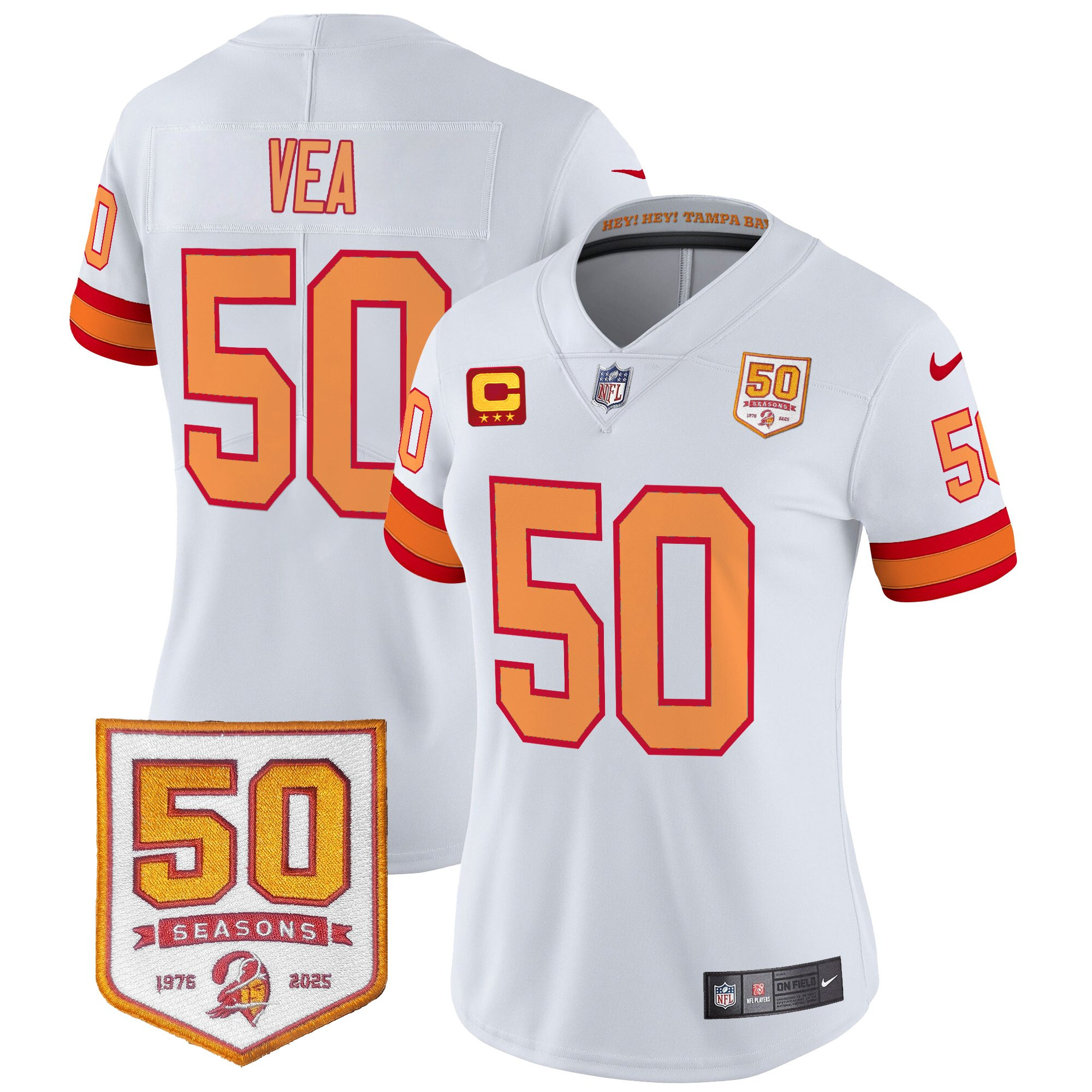 Women's Tampa Bay Buccaneers Throwback 50th Season Patch Vapor Limited Jersey - All Stitched