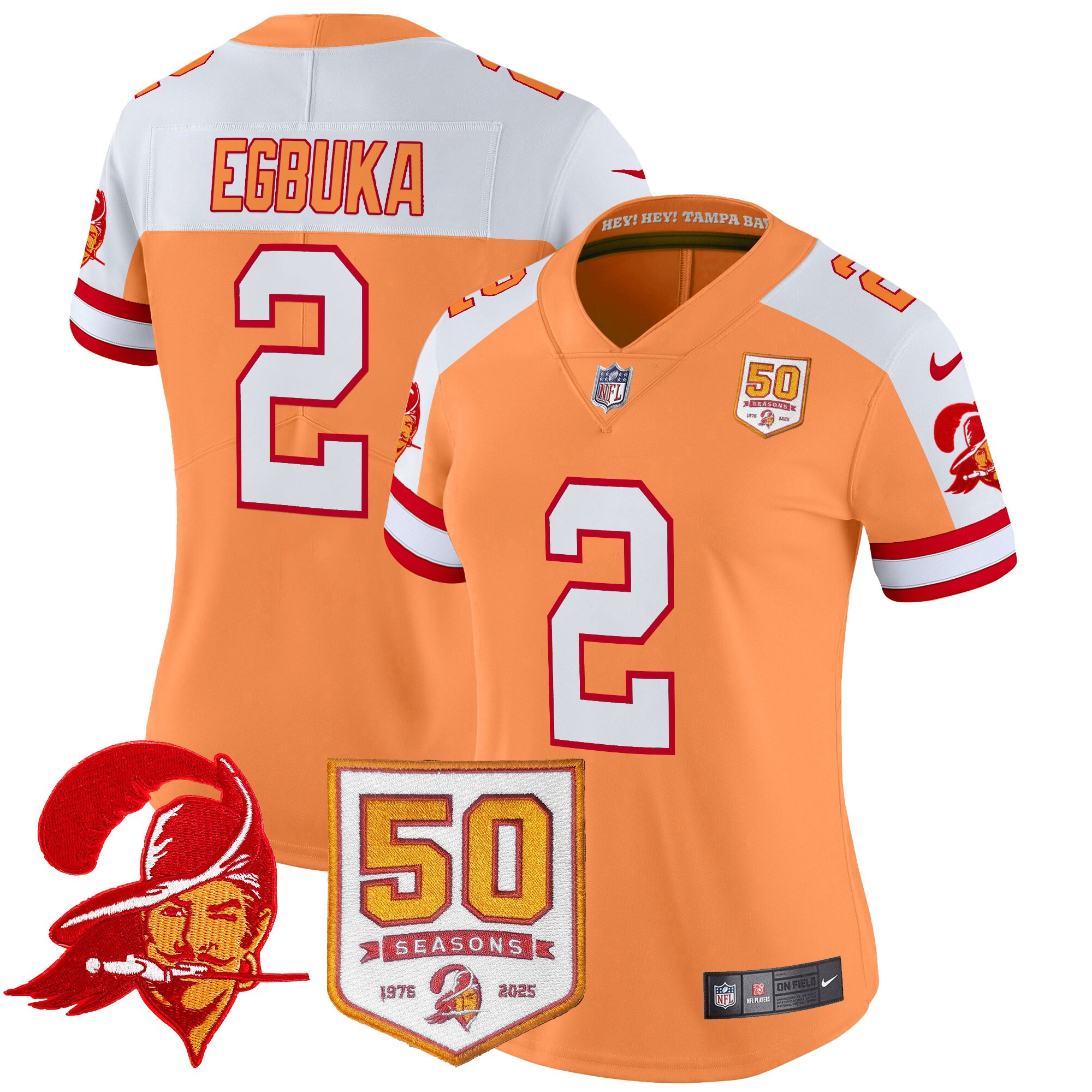 Women's Tampa Bay Buccaneers Throwback 50th Season Patch Vapor Limited Jersey - All Stitched