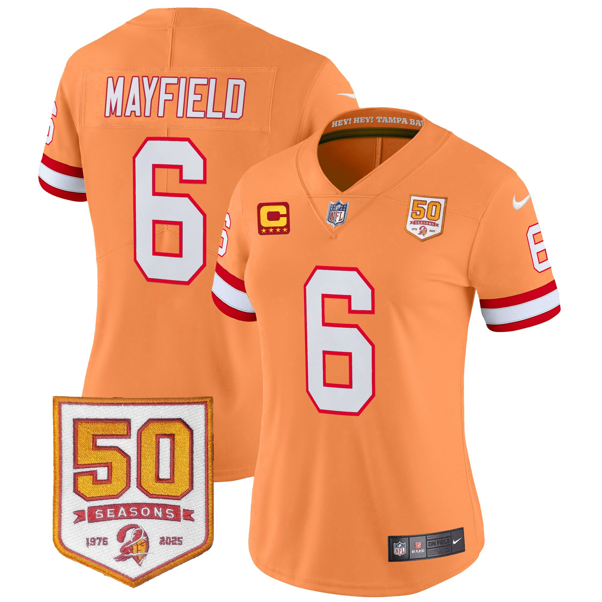 Women's Tampa Bay Buccaneers Throwback 50th Season Patch Vapor Limited Jersey - All Stitched