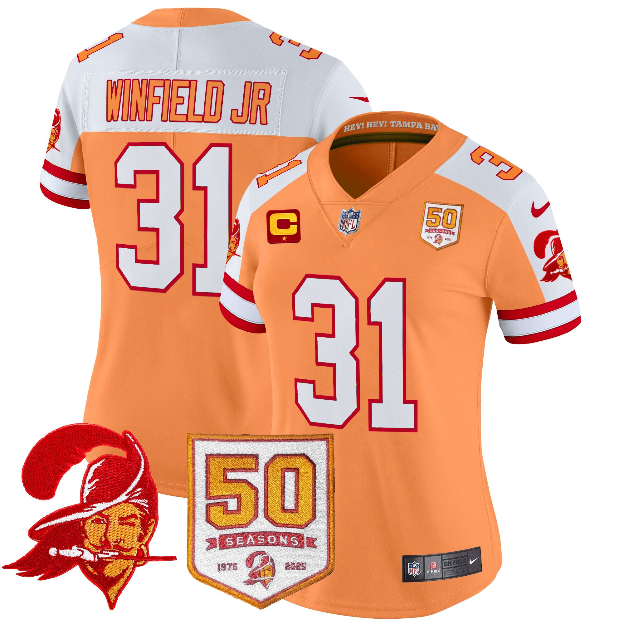Women's Tampa Bay Buccaneers Throwback 50th Season Patch Vapor Limited Jersey - All Stitched