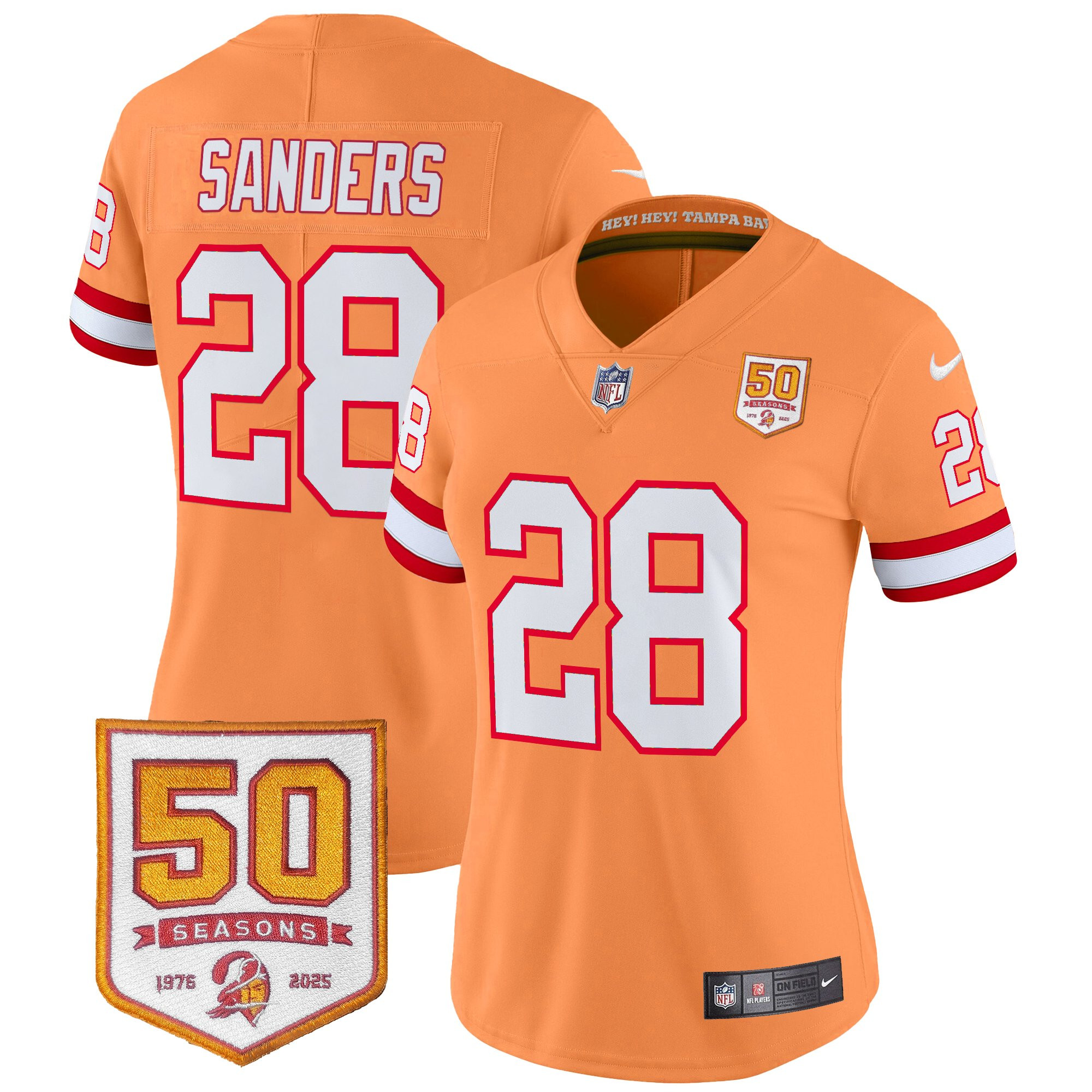 Women's Tampa Bay Buccaneers Throwback 50th Season Patch Vapor Limited Jersey - All Stitched