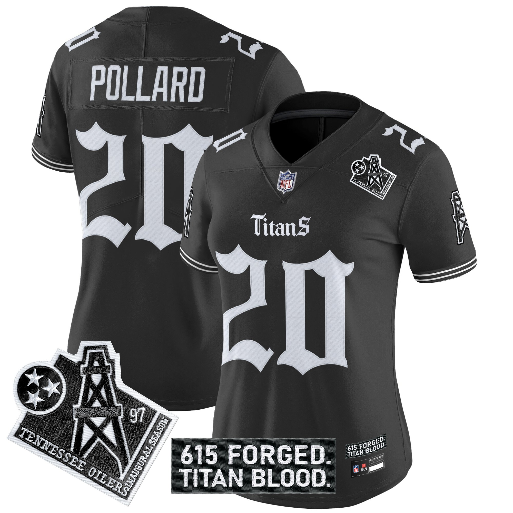 Women's Tennessee Titans 'Titan Gothic Shadows Drop' Vapor Limited Jersey - All Stitched