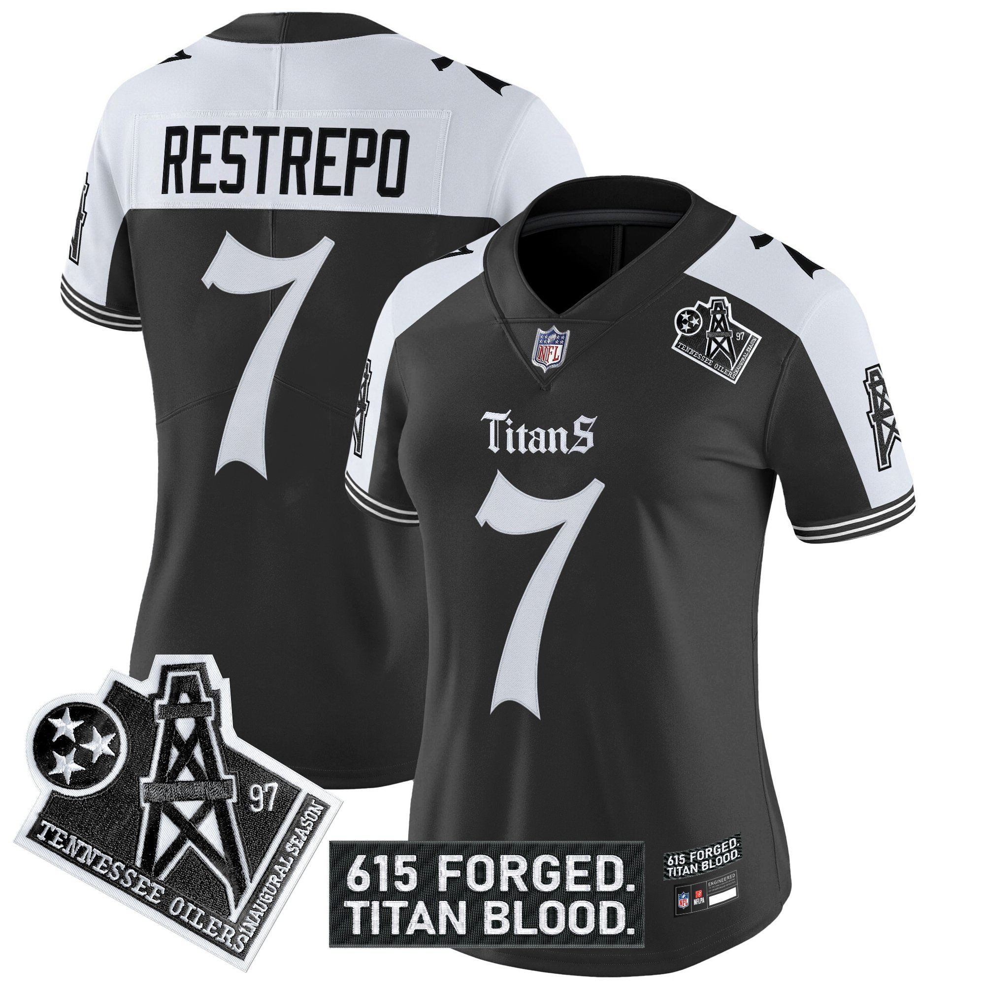 Women's Tennessee Titans 'Titan Gothic Shadows Drop' Vapor Limited Jersey - All Stitched