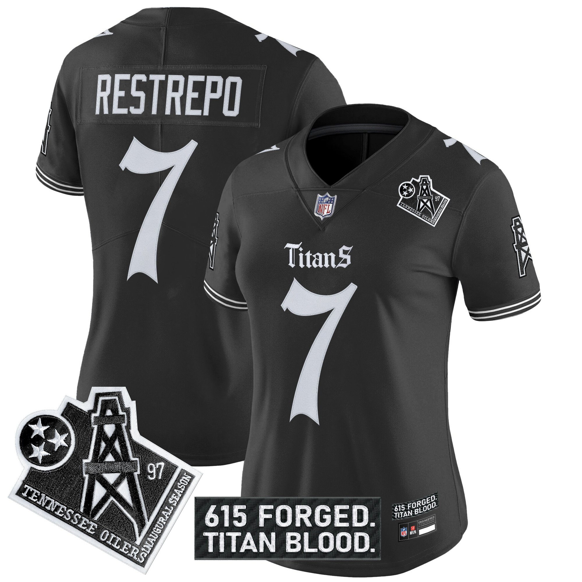 Women's Tennessee Titans 'Titan Gothic Shadows Drop' Vapor Limited Jersey - All Stitched
