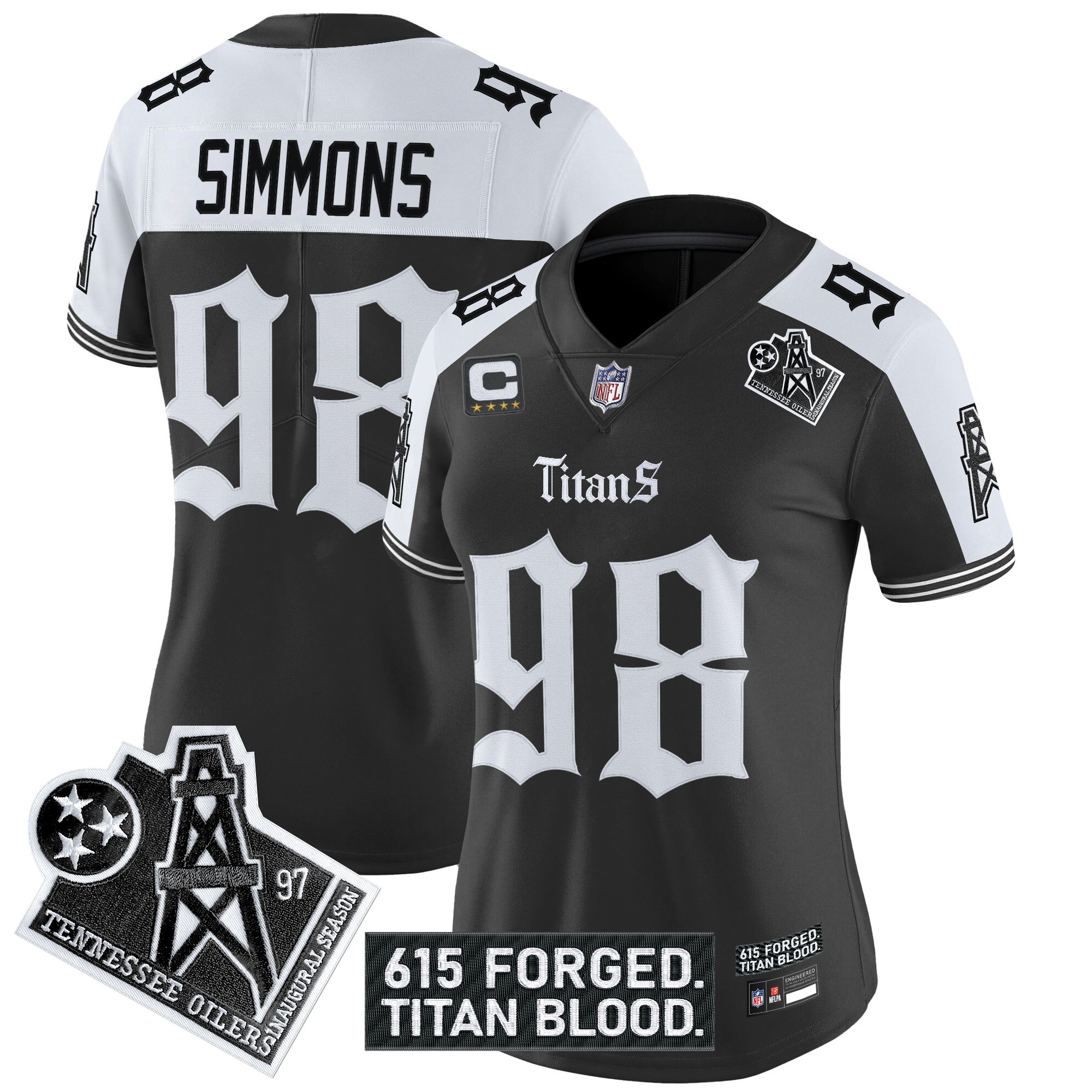 Women's Tennessee Titans 'Titan Gothic Shadows Drop' Vapor Limited Jersey - All Stitched