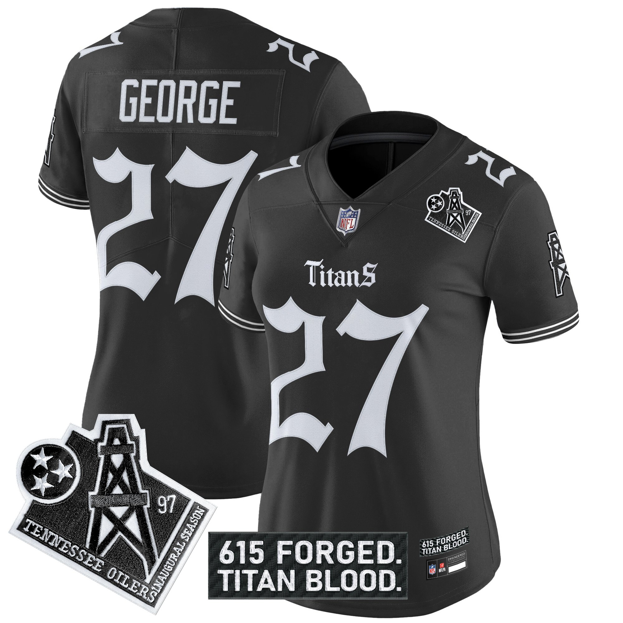 Women's Tennessee Titans 'Titan Gothic Shadows Drop' Vapor Limited Jersey - All Stitched