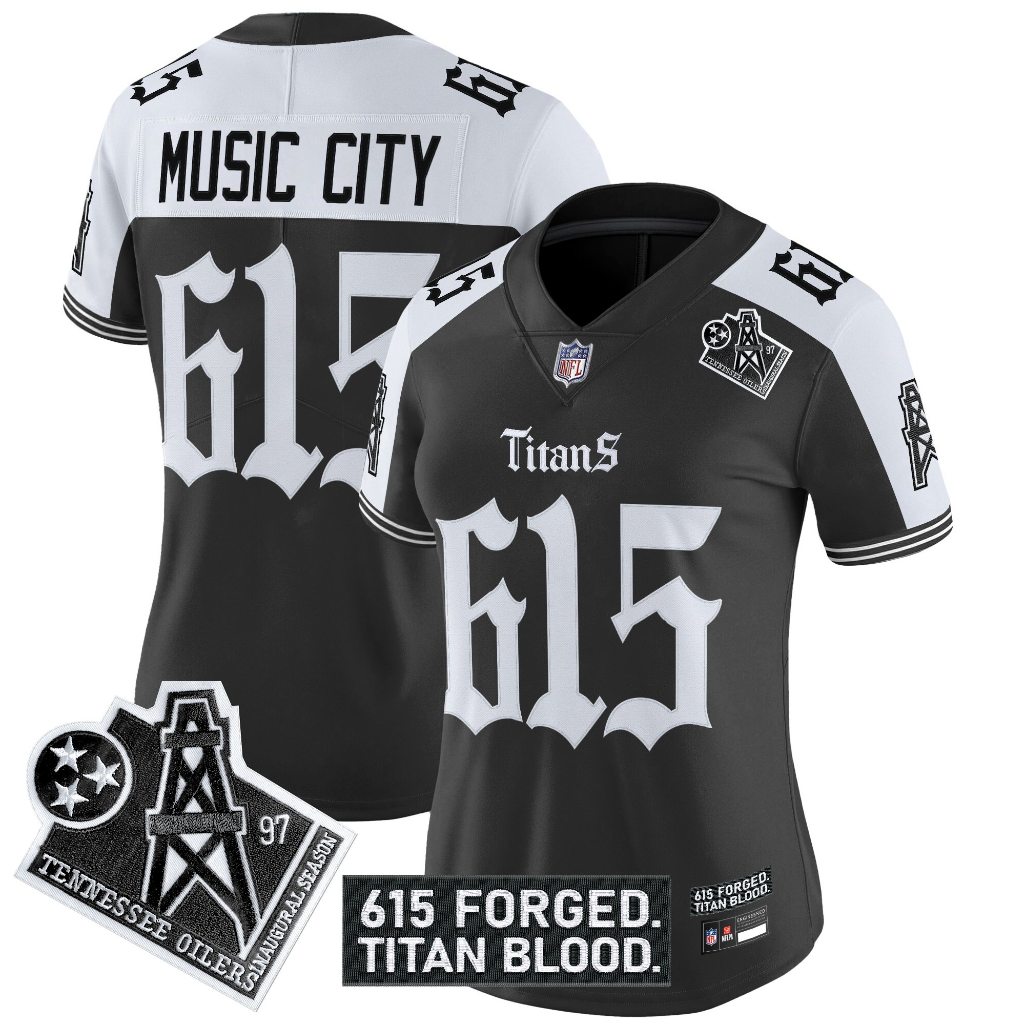 Women's Tennessee Titans 'Titan Gothic Shadows Drop' Vapor Limited Jersey - All Stitched