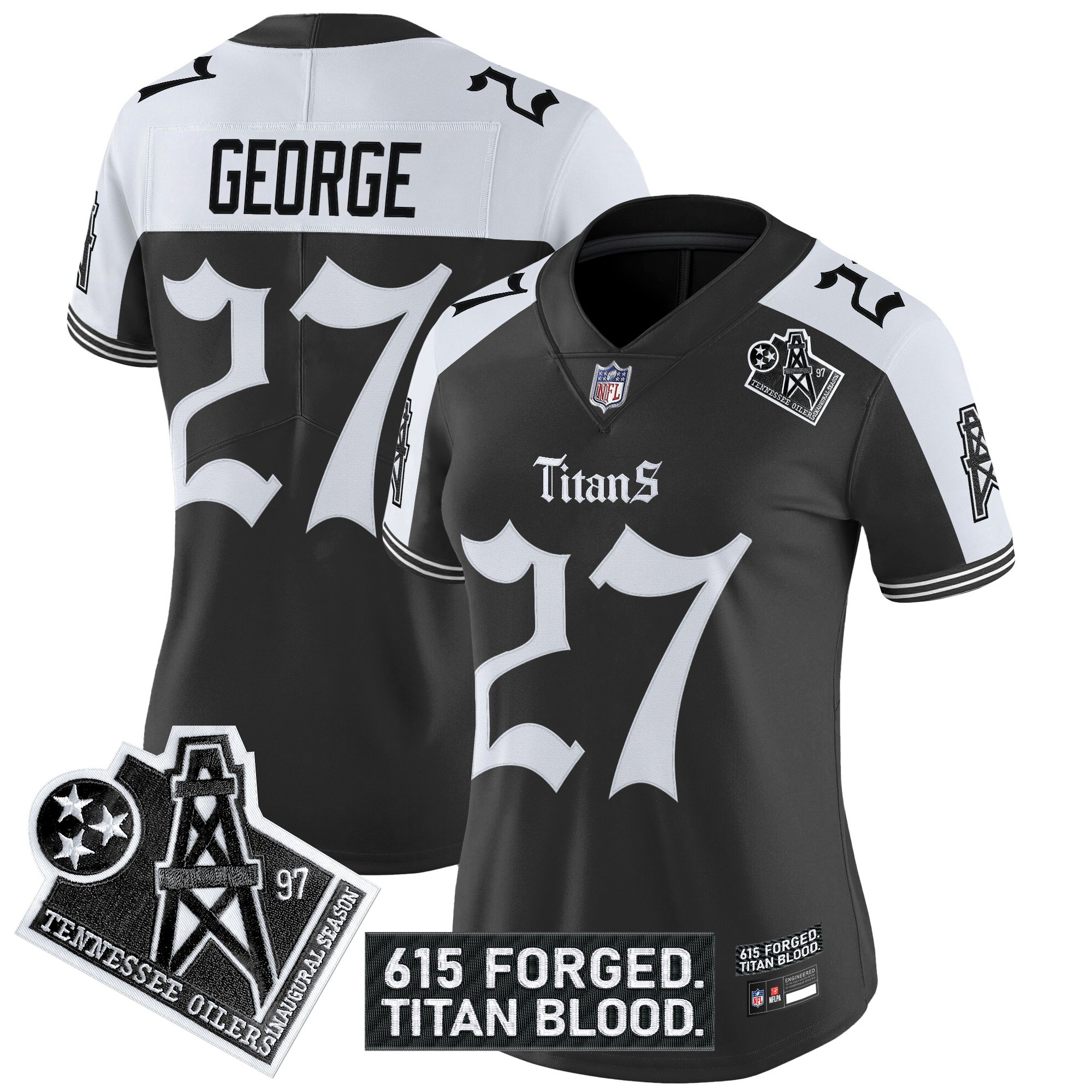 Women's Tennessee Titans 'Titan Gothic Shadows Drop' Vapor Limited Jersey - All Stitched