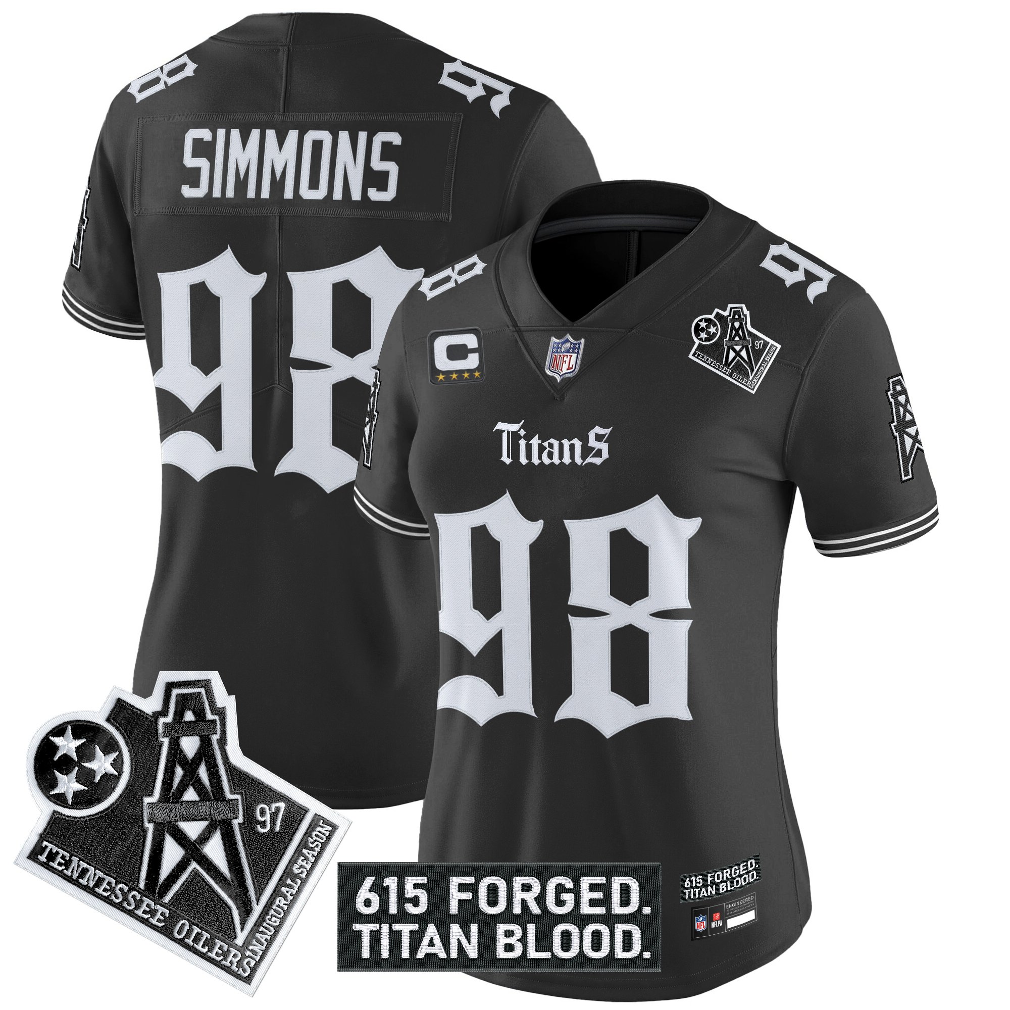 Women's Tennessee Titans 'Titan Gothic Shadows Drop' Vapor Limited Jersey - All Stitched