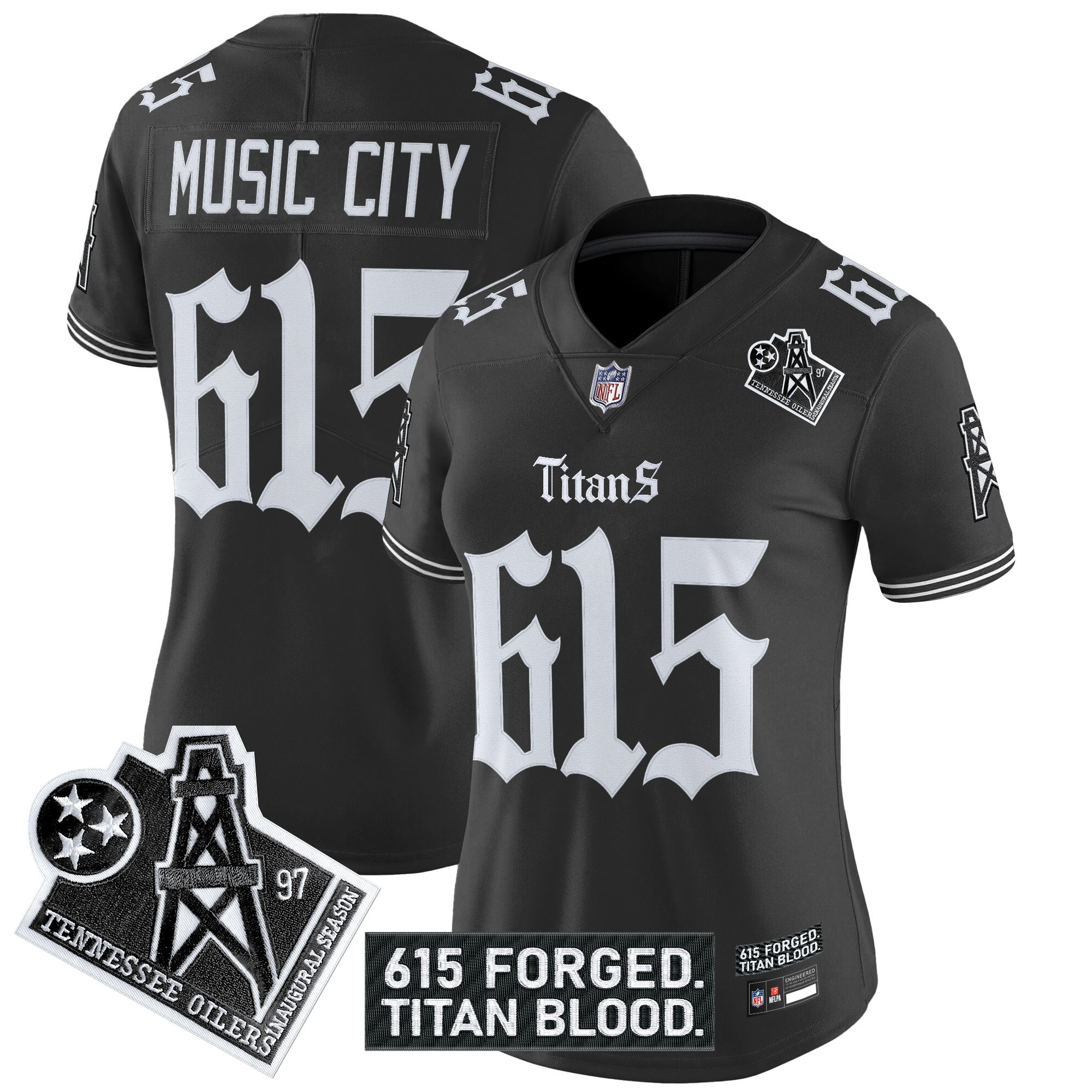 Women's Tennessee Titans 'Titan Gothic Shadows Drop' Vapor Limited Jersey - All Stitched