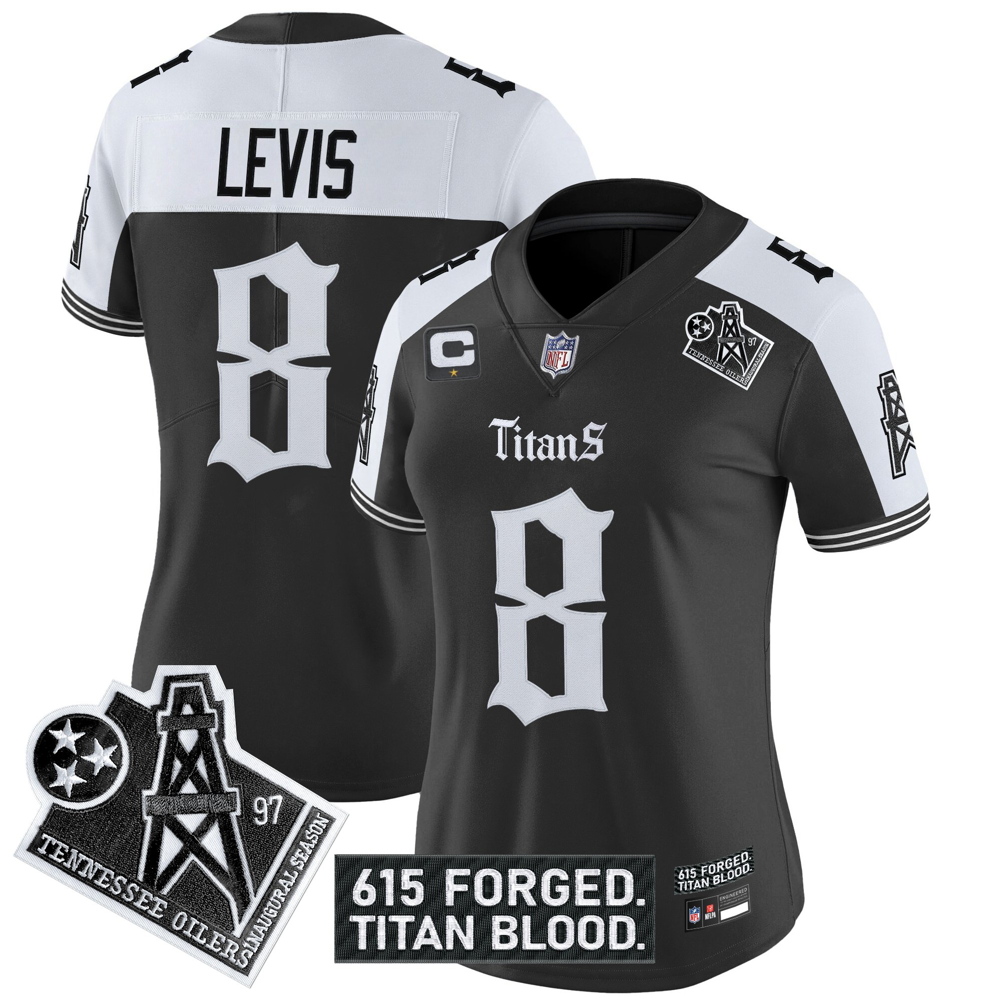 Women's Tennessee Titans 'Titan Gothic Shadows Drop' Vapor Limited Jersey - All Stitched