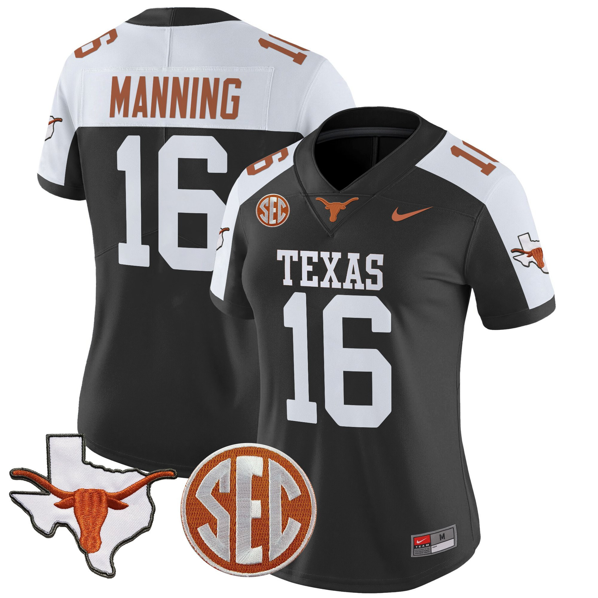 Women's Texas Longhorns 2025 State Map & SEC Patch Vapor Limited Jersey - All Stitched