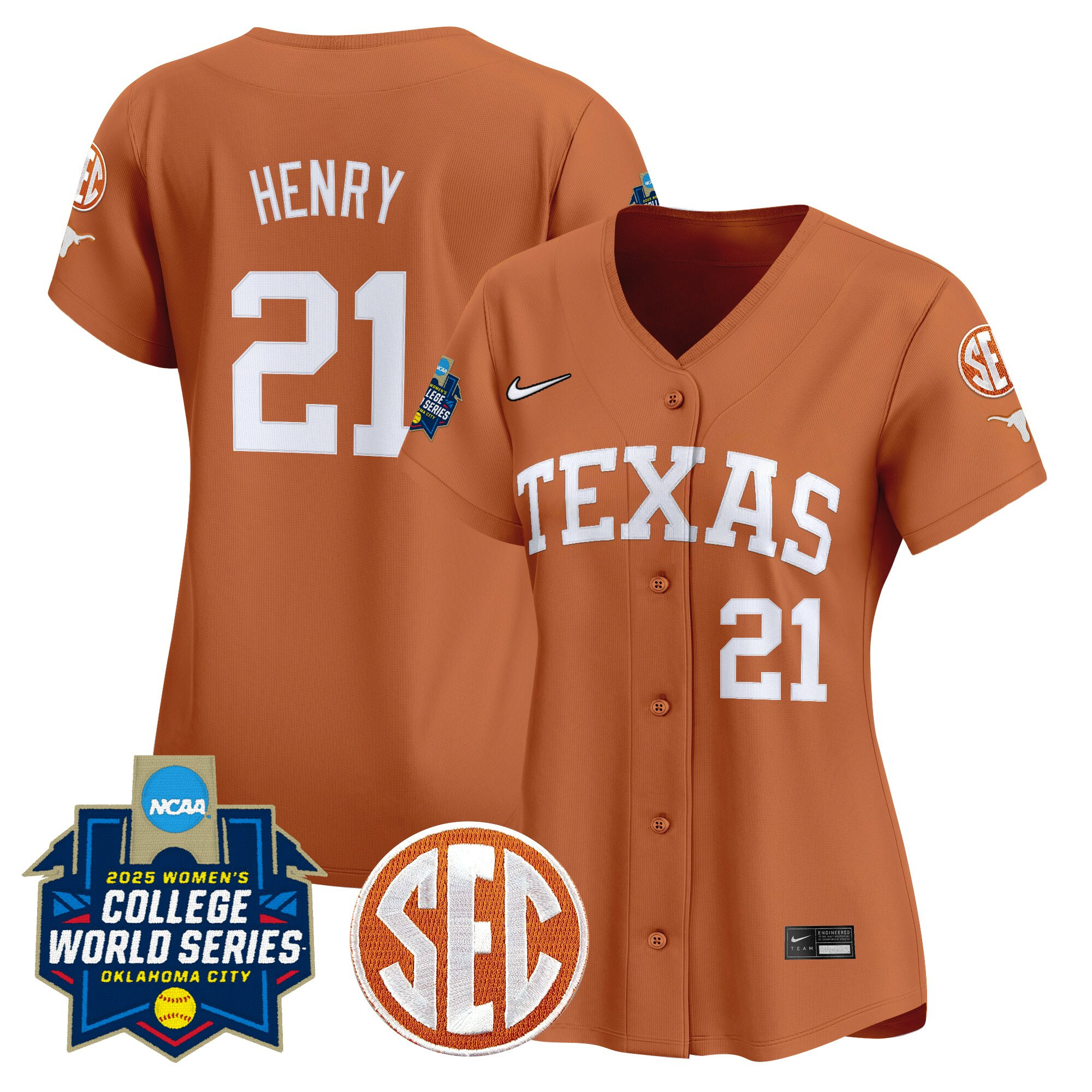 Women's Texas Longhorns Softball 2025 World Series (WCWS) Vapor Premier Limited Jersey - All Stitched