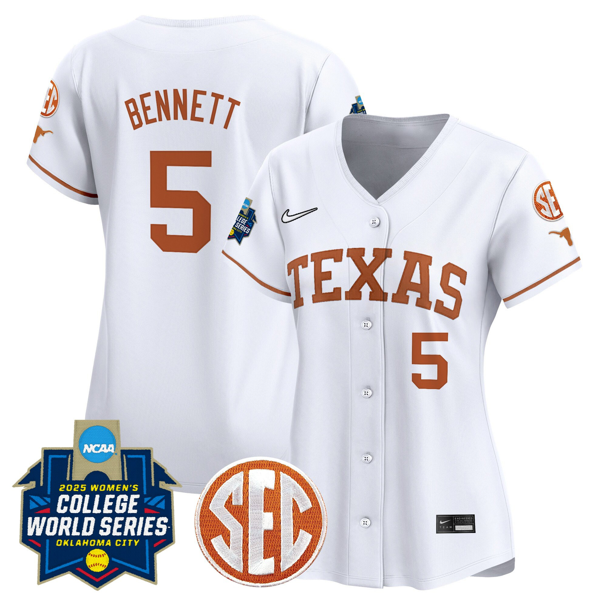 Women's Texas Longhorns Softball 2025 World Series (WCWS) Vapor Premier Limited Jersey - All Stitched