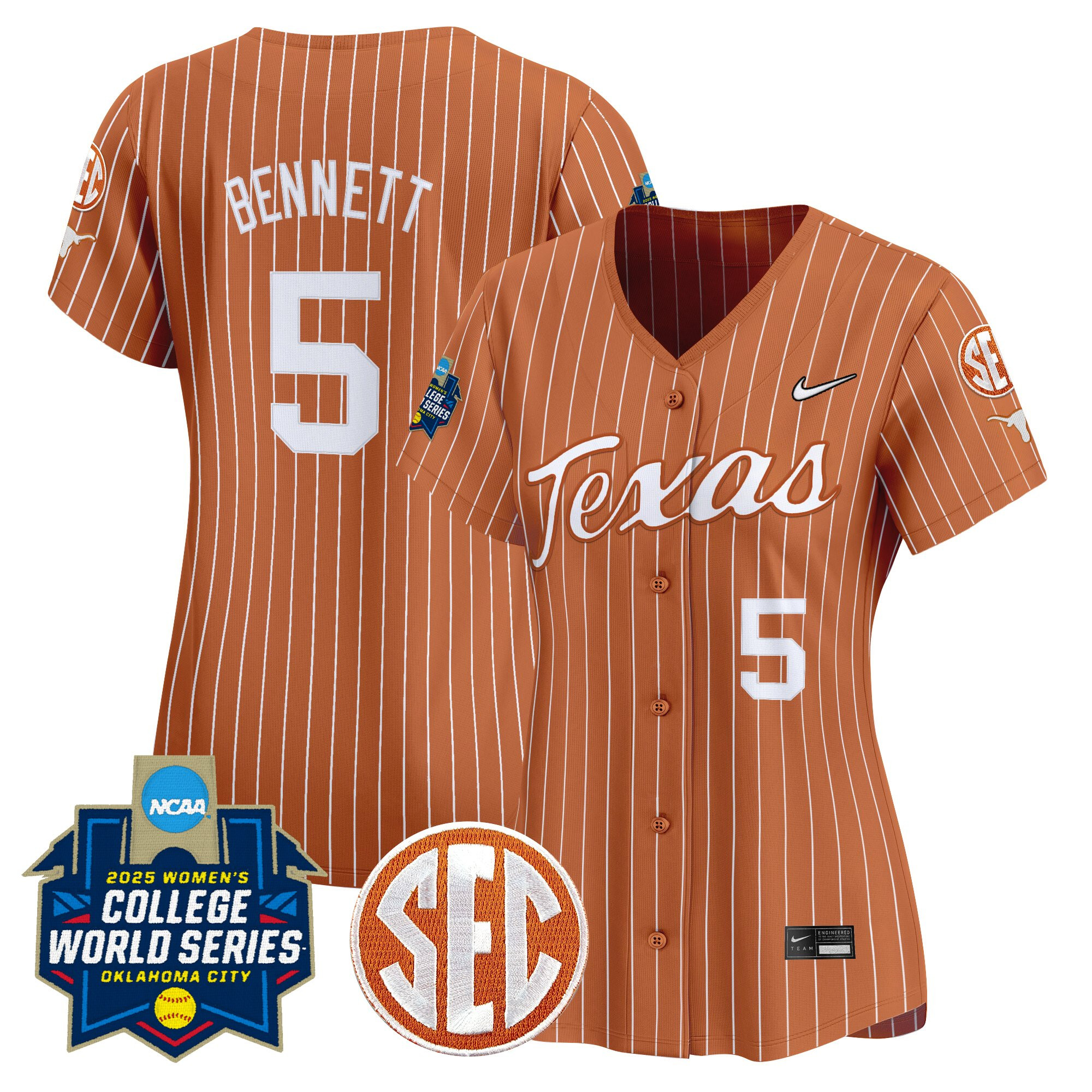Women's Texas Longhorns Softball 2025 World Series (WCWS) Vapor Premier Limited Jersey - All Stitched