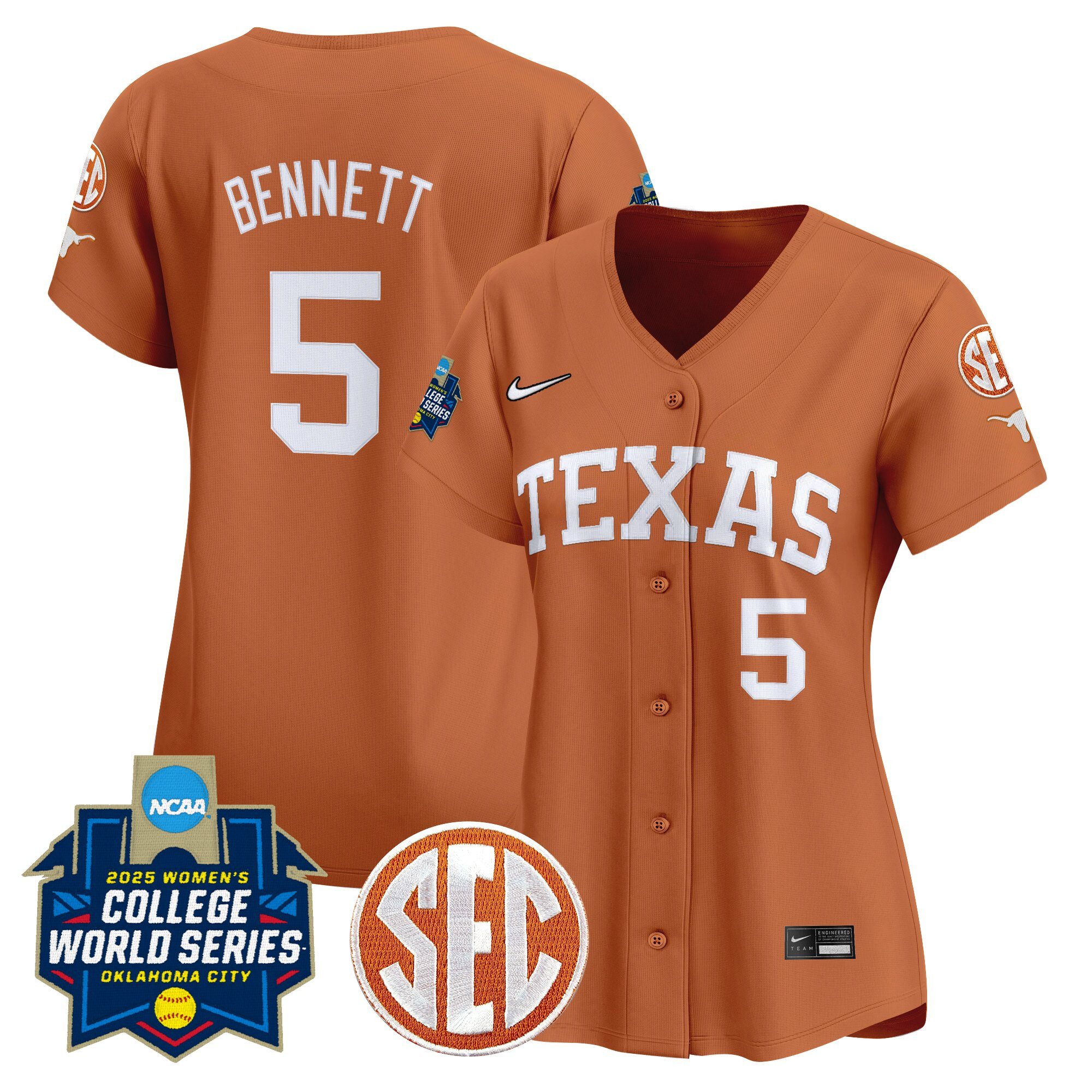 Women's Texas Longhorns Softball 2025 World Series (WCWS) Vapor Premier Limited Jersey - All Stitched