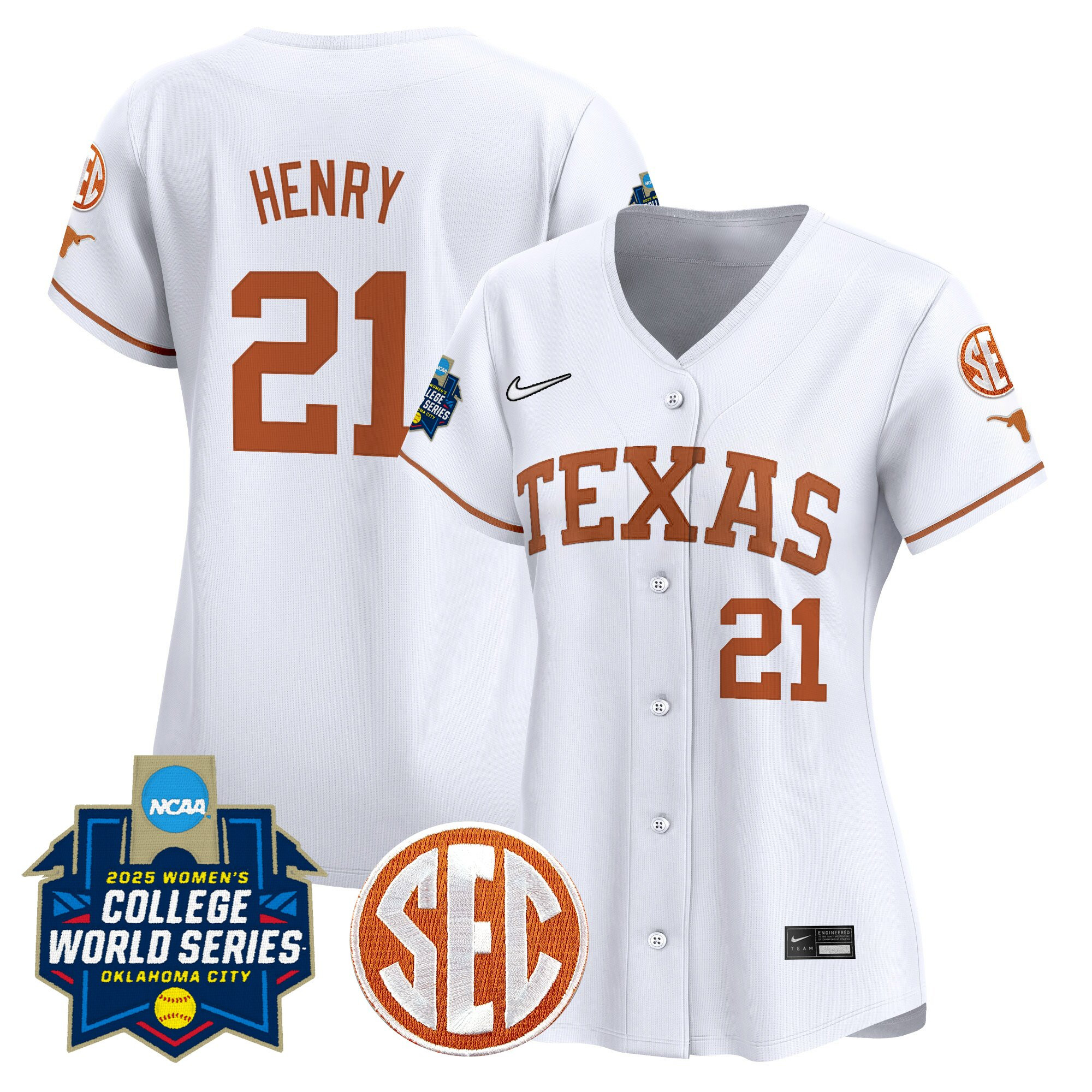 Women's Texas Longhorns Softball 2025 World Series (WCWS) Vapor Premier Limited Jersey - All Stitched
