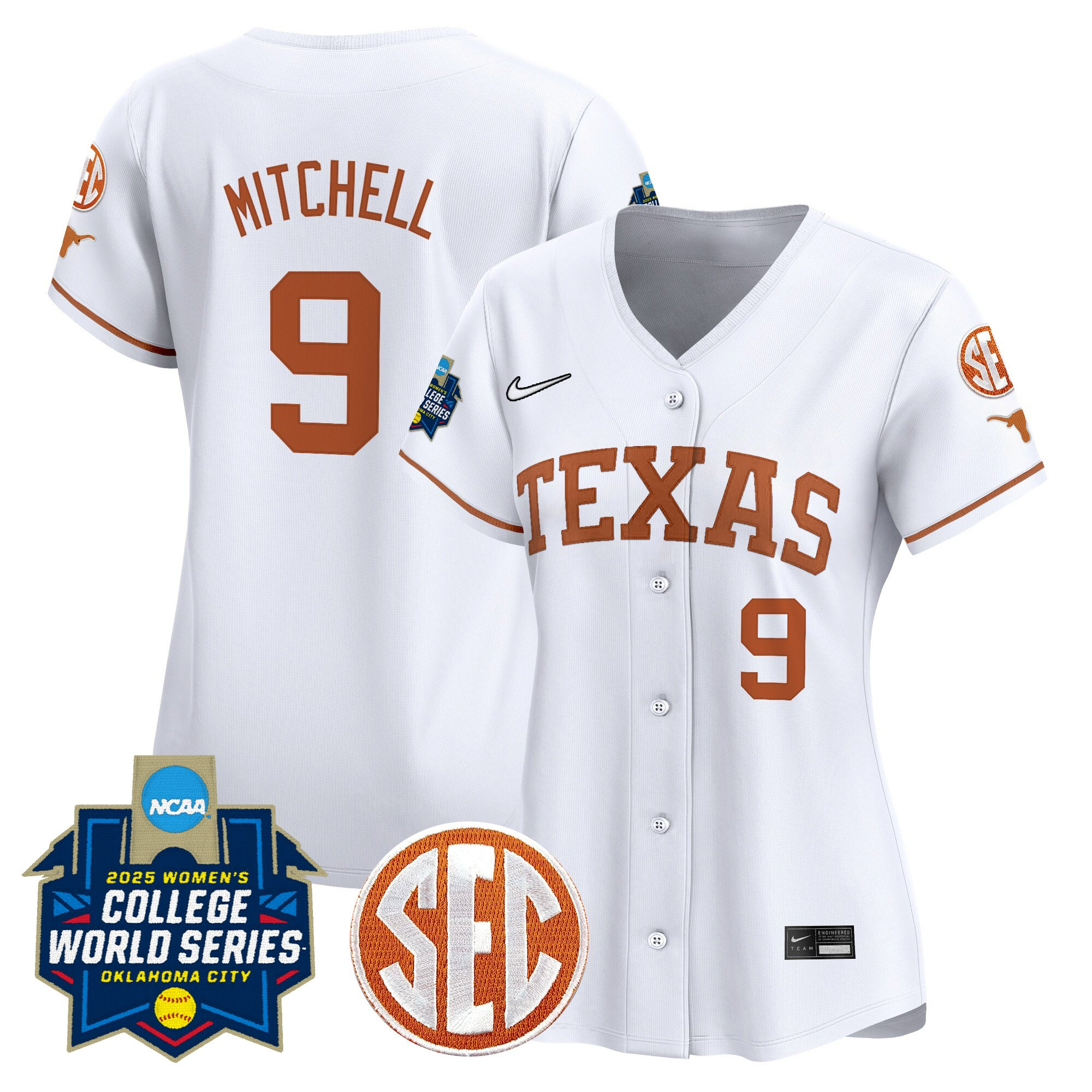 Women's Texas Longhorns Softball 2025 World Series (WCWS) Vapor Premier Limited Jersey - All Stitched
