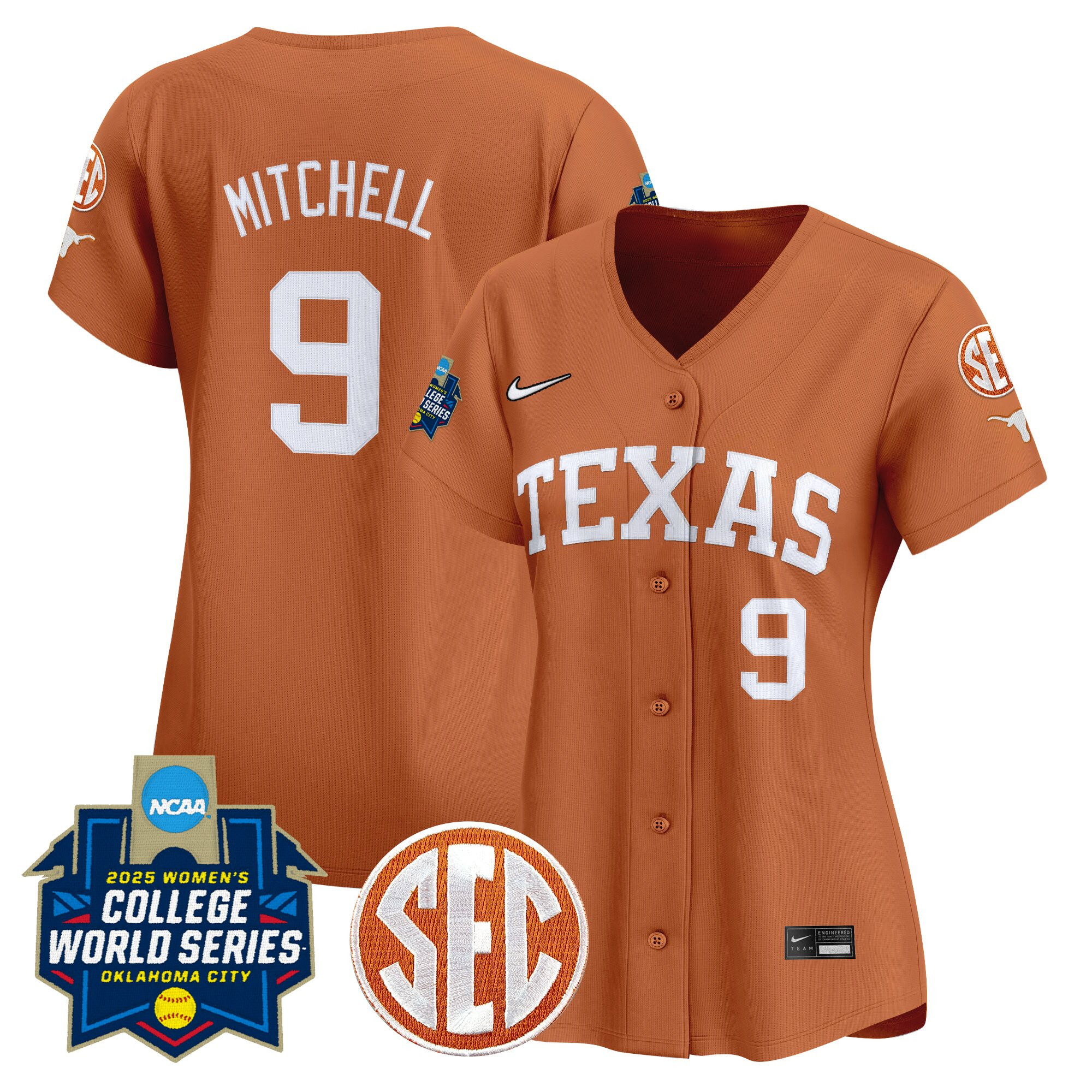 Women's Texas Longhorns Softball 2025 World Series (WCWS) Vapor Premier Limited Jersey - All Stitched