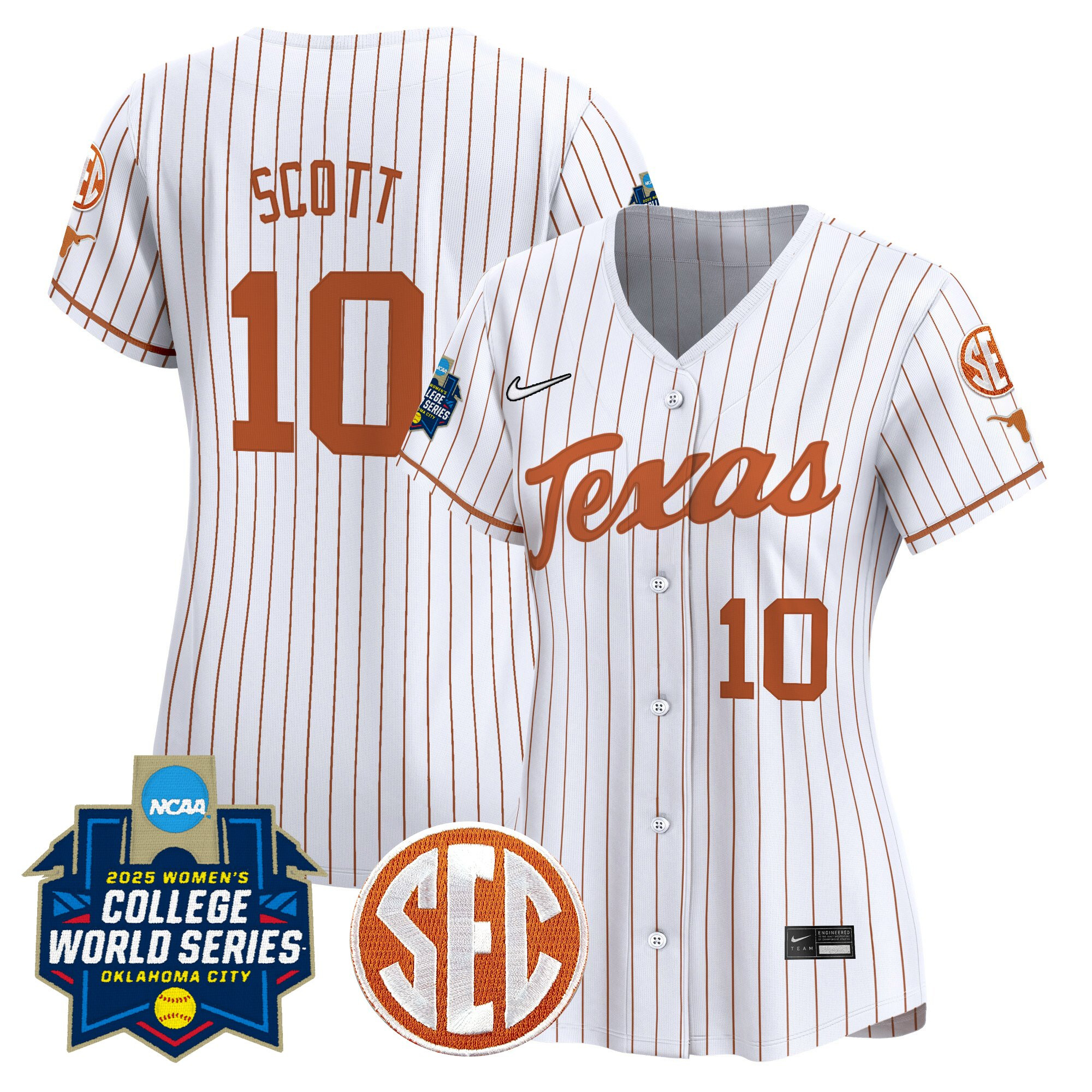 Women's Texas Longhorns Softball 2025 World Series (WCWS) Vapor Premier Limited Jersey - All Stitched