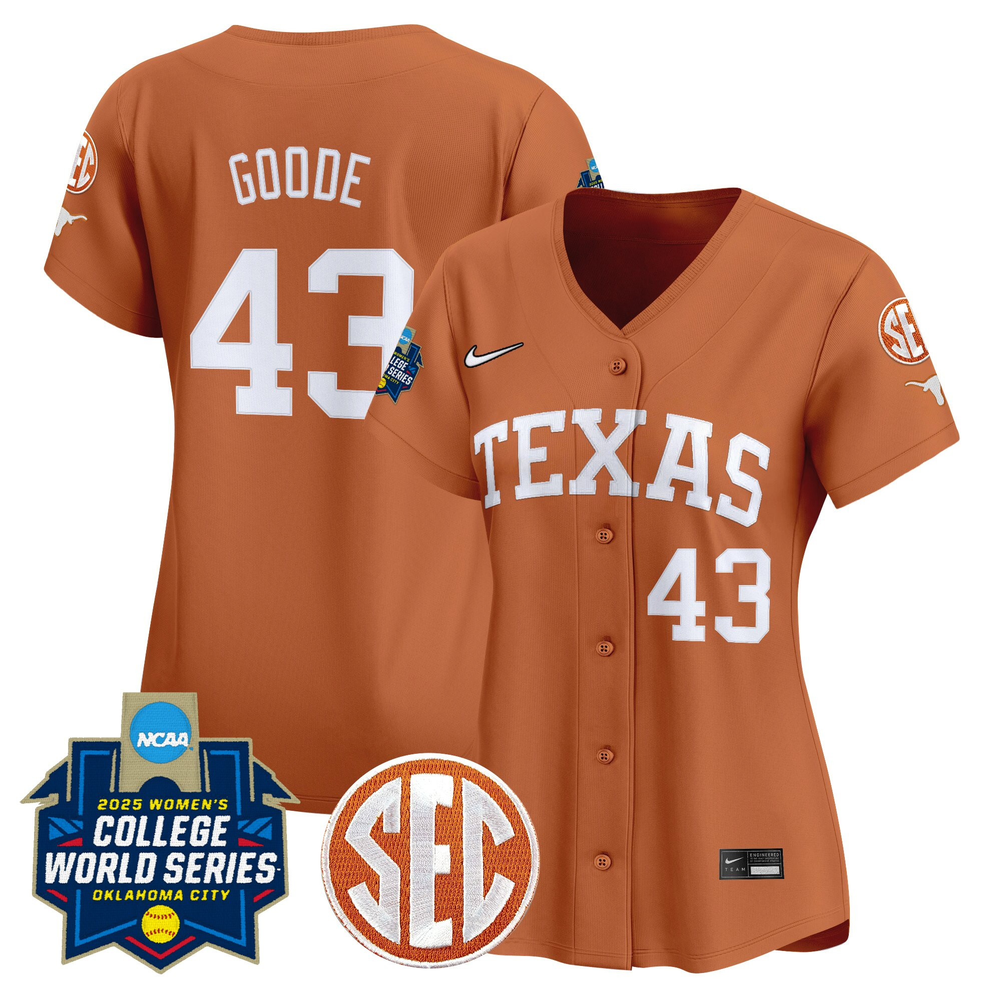Women's Texas Longhorns Softball 2025 World Series (WCWS) Vapor Premier Limited Jersey - All Stitched