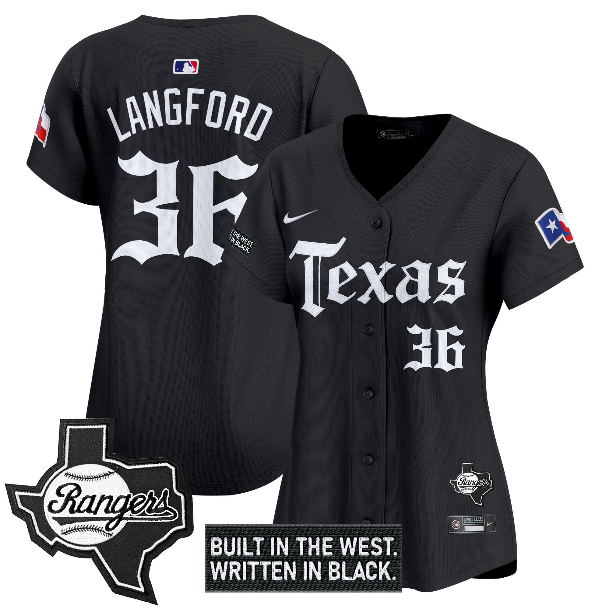 Women's Texas Rangers 'Gothic Frontier Edition' Vapor Premier Limited Jersey - All Stitched
