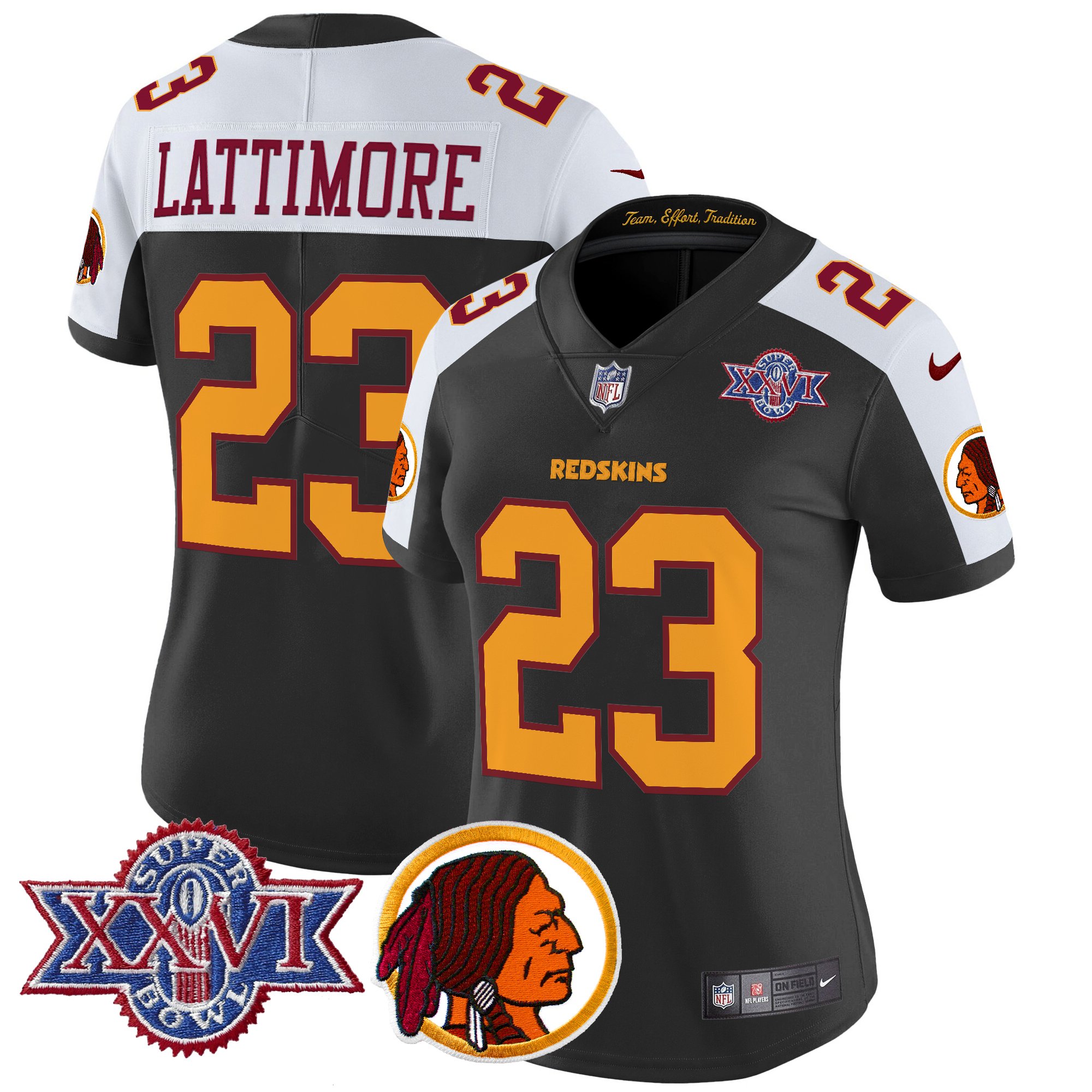 Women's Washington Redskins Throwback 1992 Super Bowl XXVI Patch Vapor Limited Jersey V2 - All Stitched