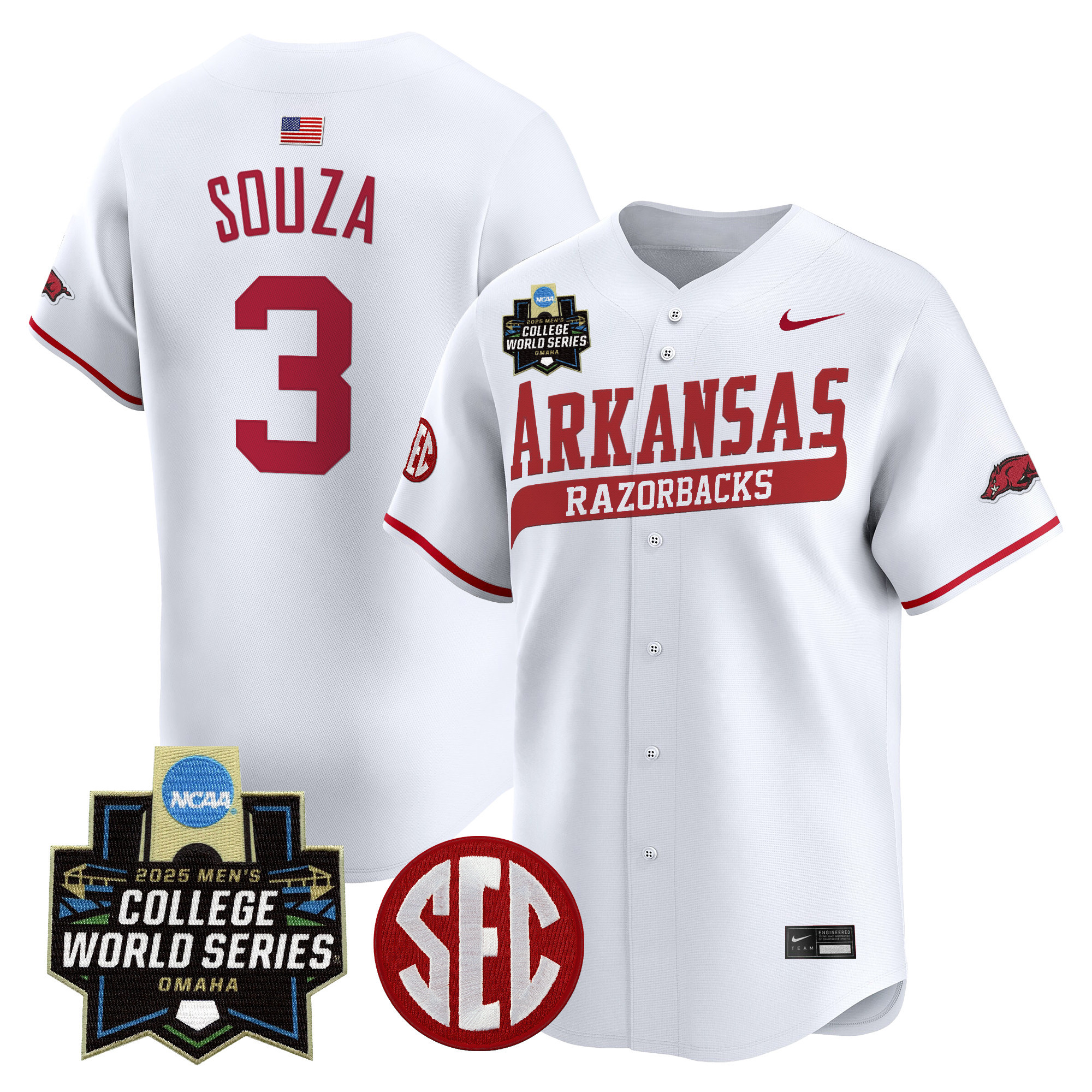 Youth's Arkansas Razorbacks 2025 World Series Vapor Premier Limited Jersey - All Stitched