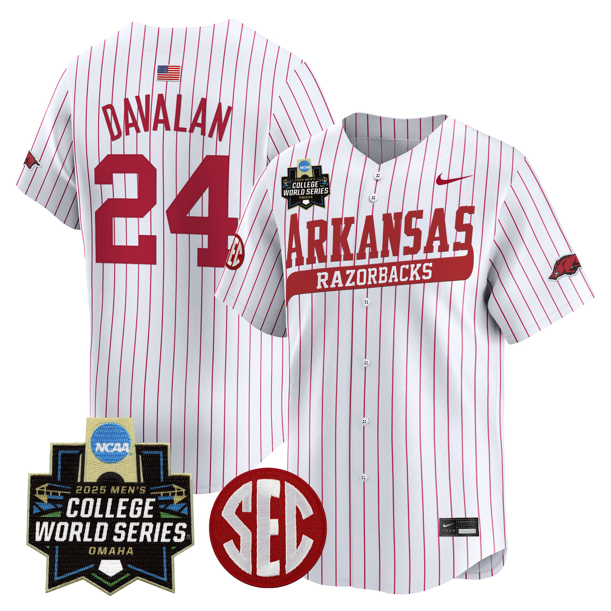 Youth's Arkansas Razorbacks 2025 World Series Vapor Premier Limited Jersey - All Stitched