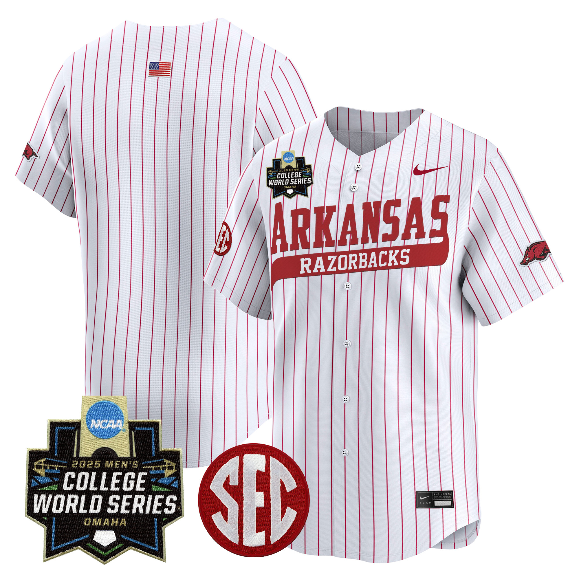 Youth's Arkansas Razorbacks 2025 World Series Vapor Premier Limited Jersey - All Stitched