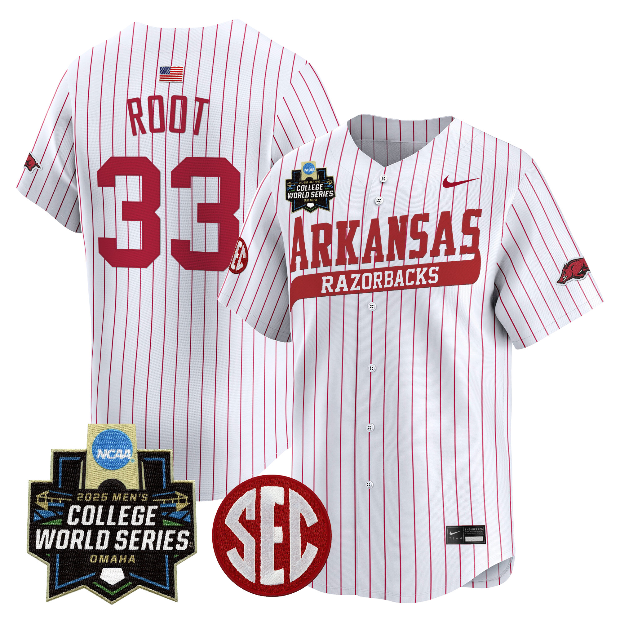 Youth's Arkansas Razorbacks 2025 World Series Vapor Premier Limited Jersey - All Stitched