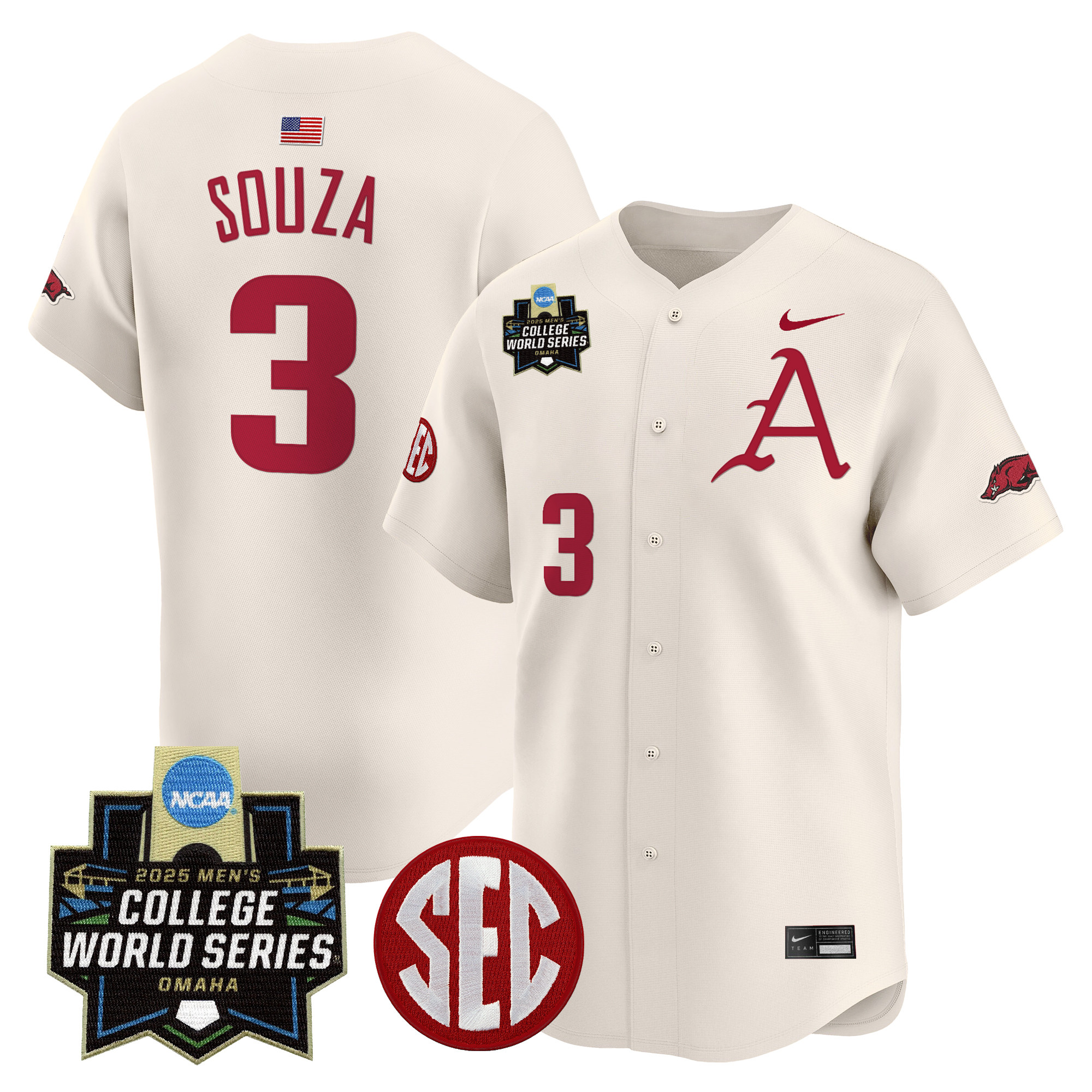 Youth's Arkansas Razorbacks 2025 World Series Vapor Premier Limited Jersey - All Stitched