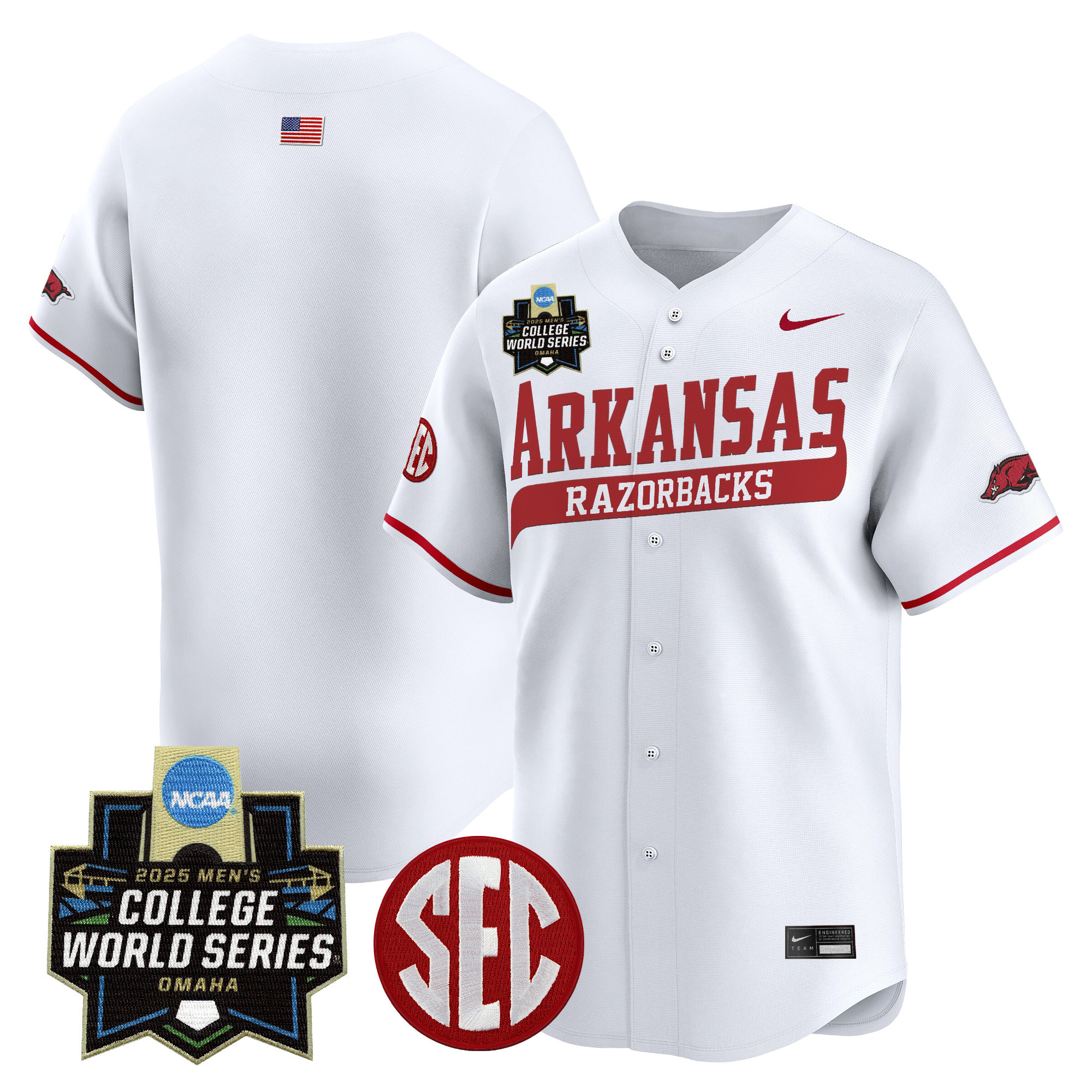 Youth's Arkansas Razorbacks 2025 World Series Vapor Premier Limited Jersey - All Stitched