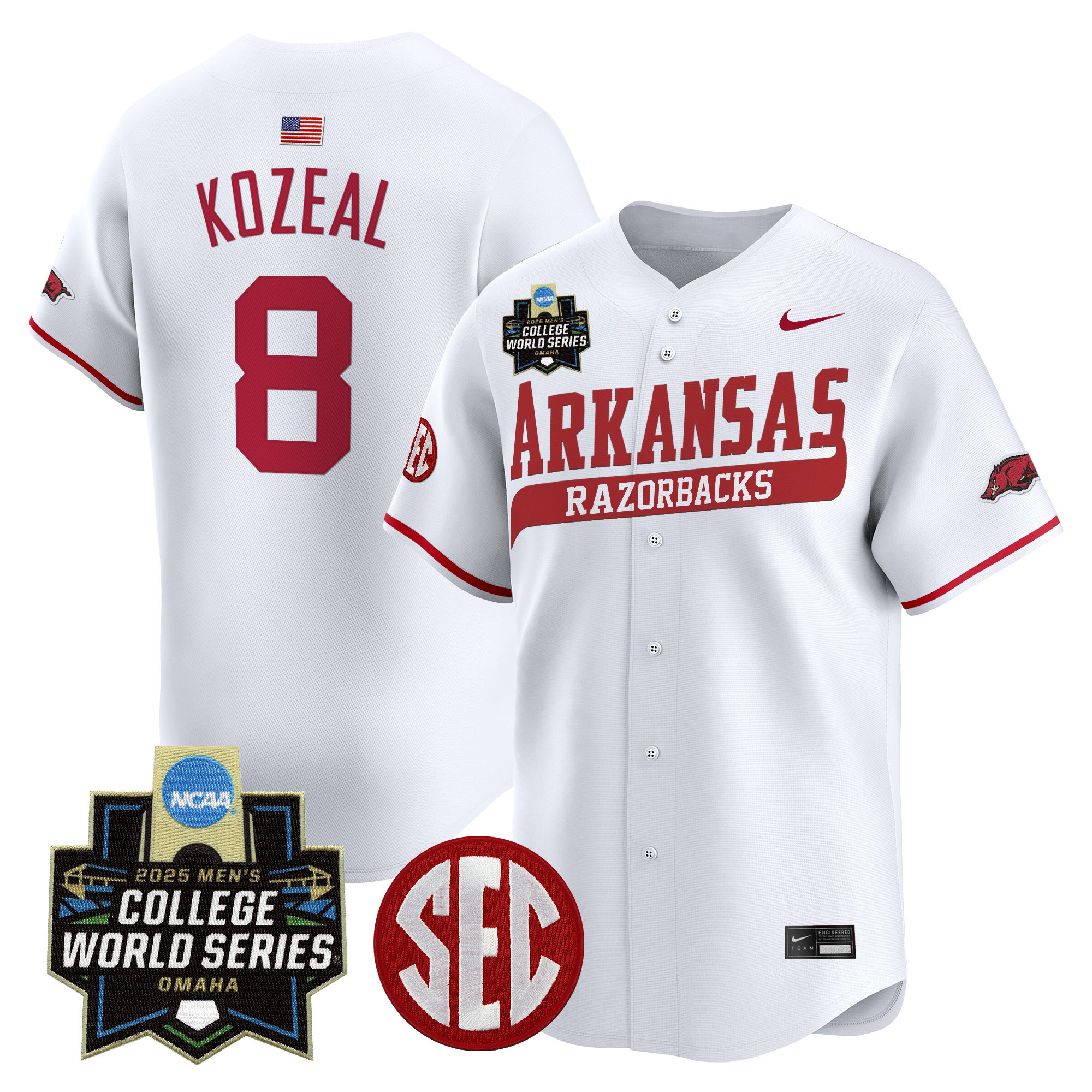 Youth's Arkansas Razorbacks 2025 World Series Vapor Premier Limited Jersey - All Stitched