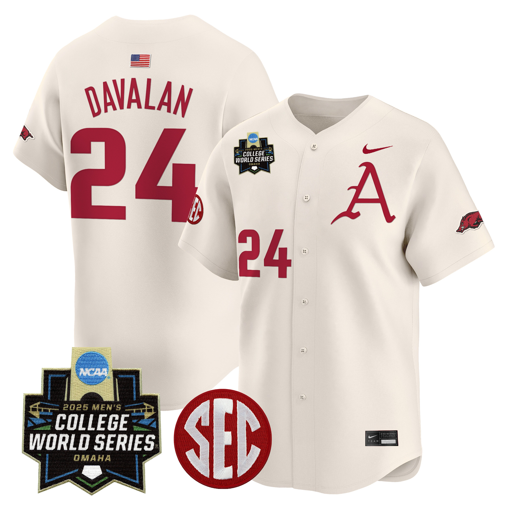 Youth's Arkansas Razorbacks 2025 World Series Vapor Premier Limited Jersey - All Stitched
